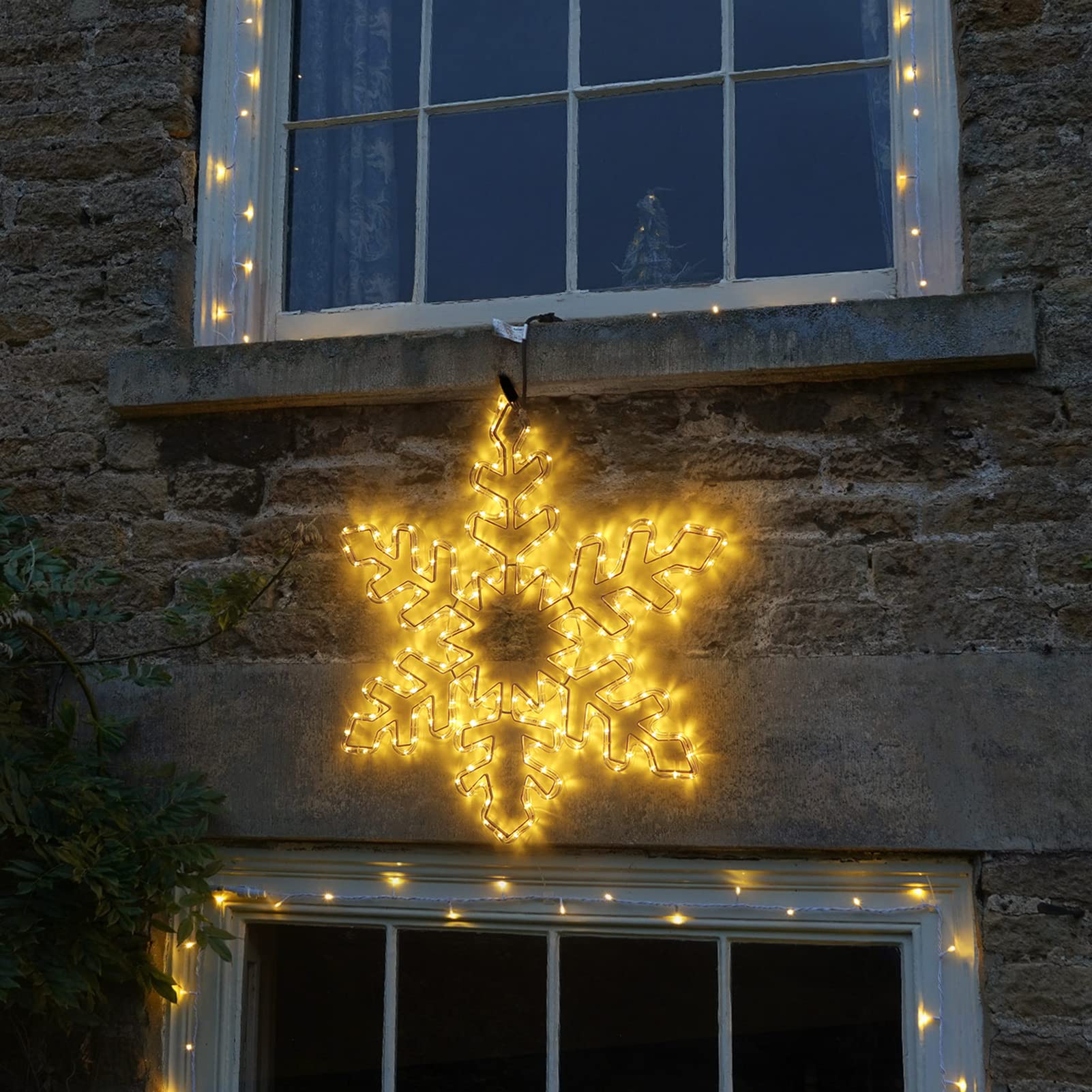 DBFAIRY 27in Christmas Snowflake Lights, Warm White, Iron, Model DMO-300, Indoor/Outdoor Holiday Decor