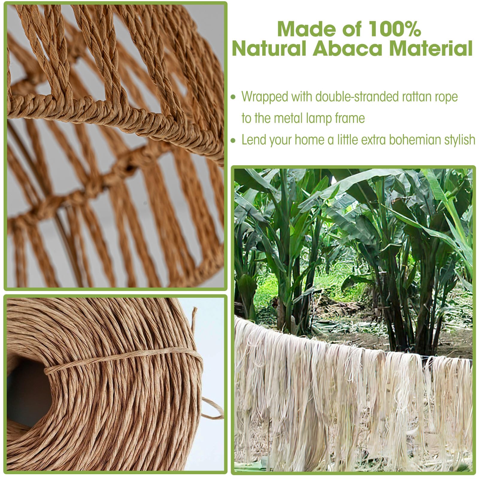 Boho Light Fixtures Ceiling Rattan Lights Boho Chandelier Flush Mount Ceiling Light Wooden Canopy Woven Lamp Shade Small Chandel