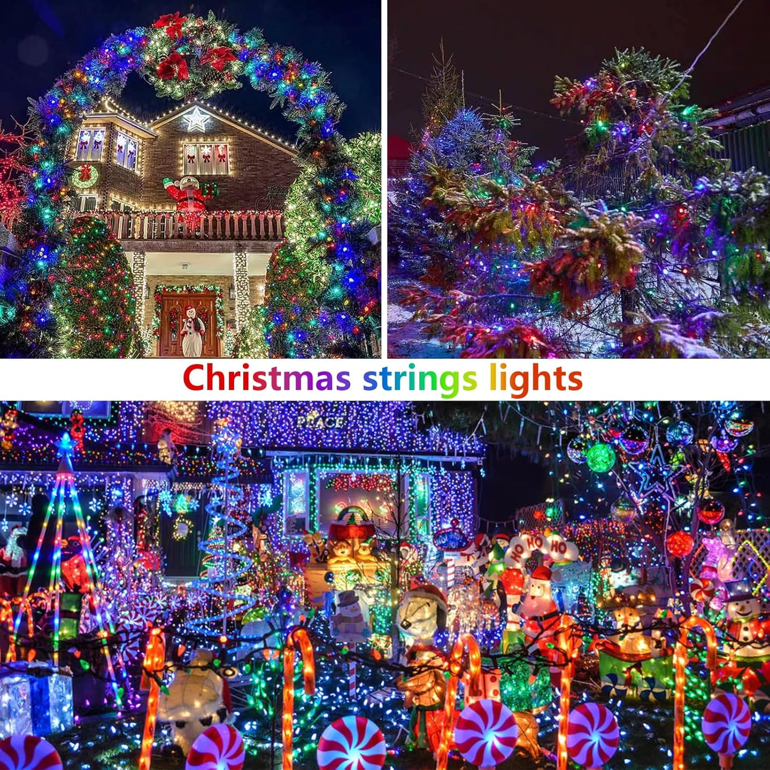2 Pack Solar Christmas Lights Outdoor Waterproof  Super Bright 90Ft 160 Led Solar String Lights  8 Lighting Modes Green Wire Twinkle Fairy Lights For Xmas Garden Decorations (Multi-Colored)