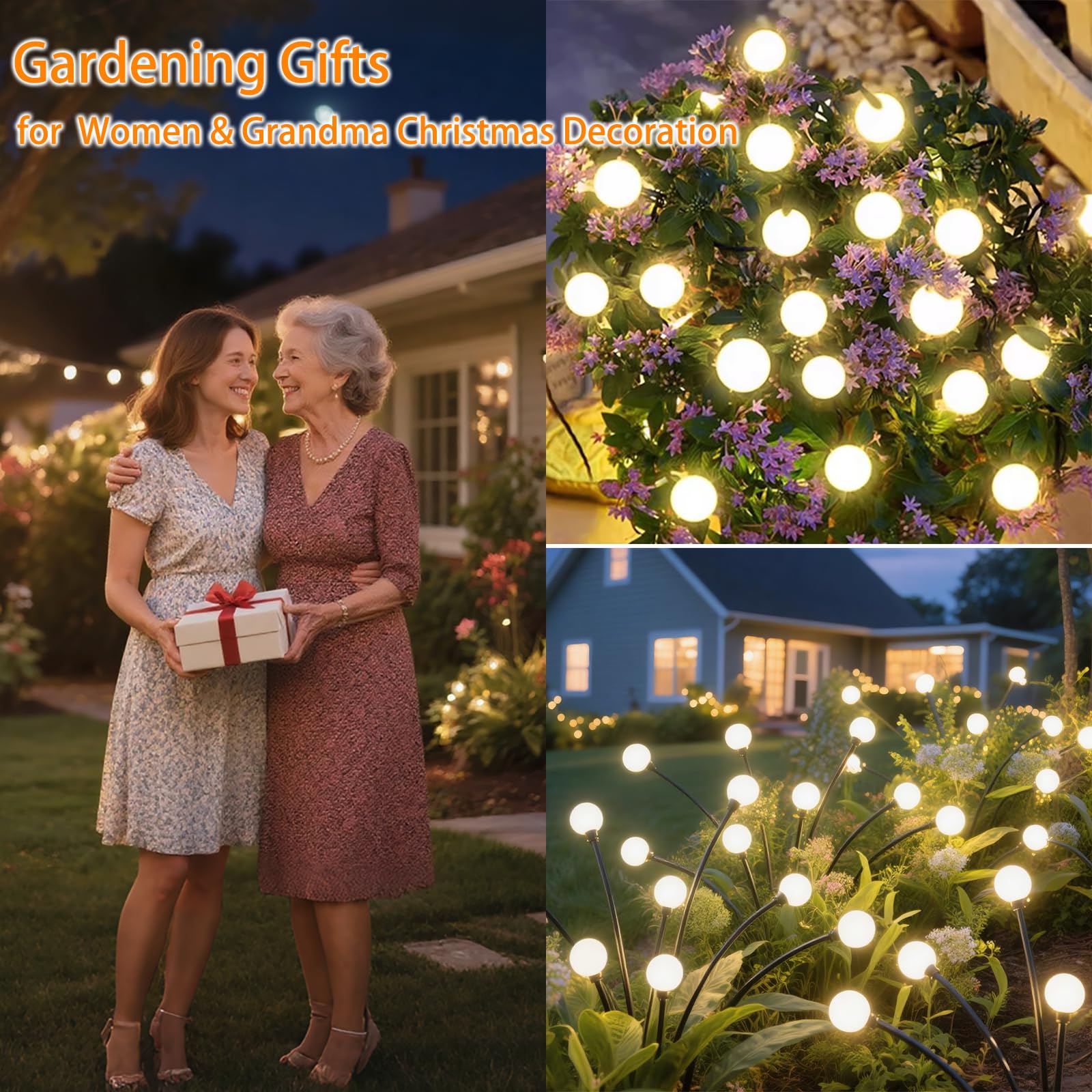 4 Packs Solar Garden Lights Outdoor Waterproof(32 Leds)  Firefly Swaying Light For Yard Patio Pathway Lawn Decor  Unique Gardening Gifts For Holiday Christmas Decoration