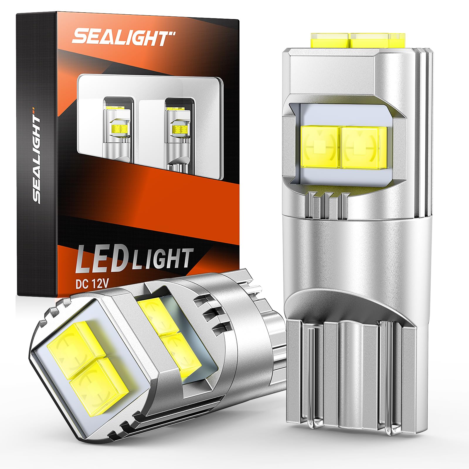 SEALIGHT 194 LED Bulbs, 6000K White, Pack of 2, Model XL02-White for License Plate and Interior Lighting
