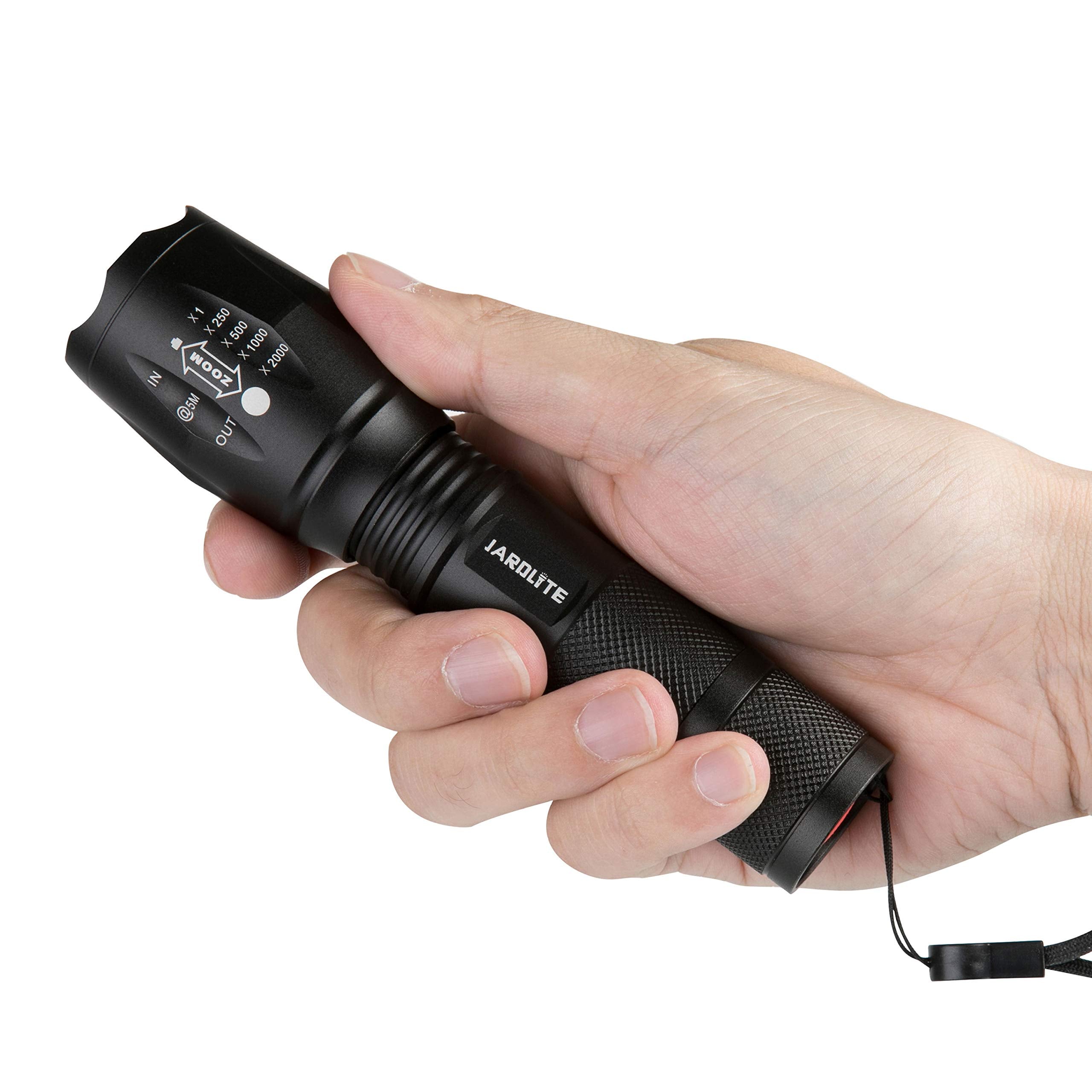 JARDLITE LED Emergency Handheld Flashlight, 4 Pack, Adjustable Focus, Water Resistant, Model 4L1000, Alloy Steel
