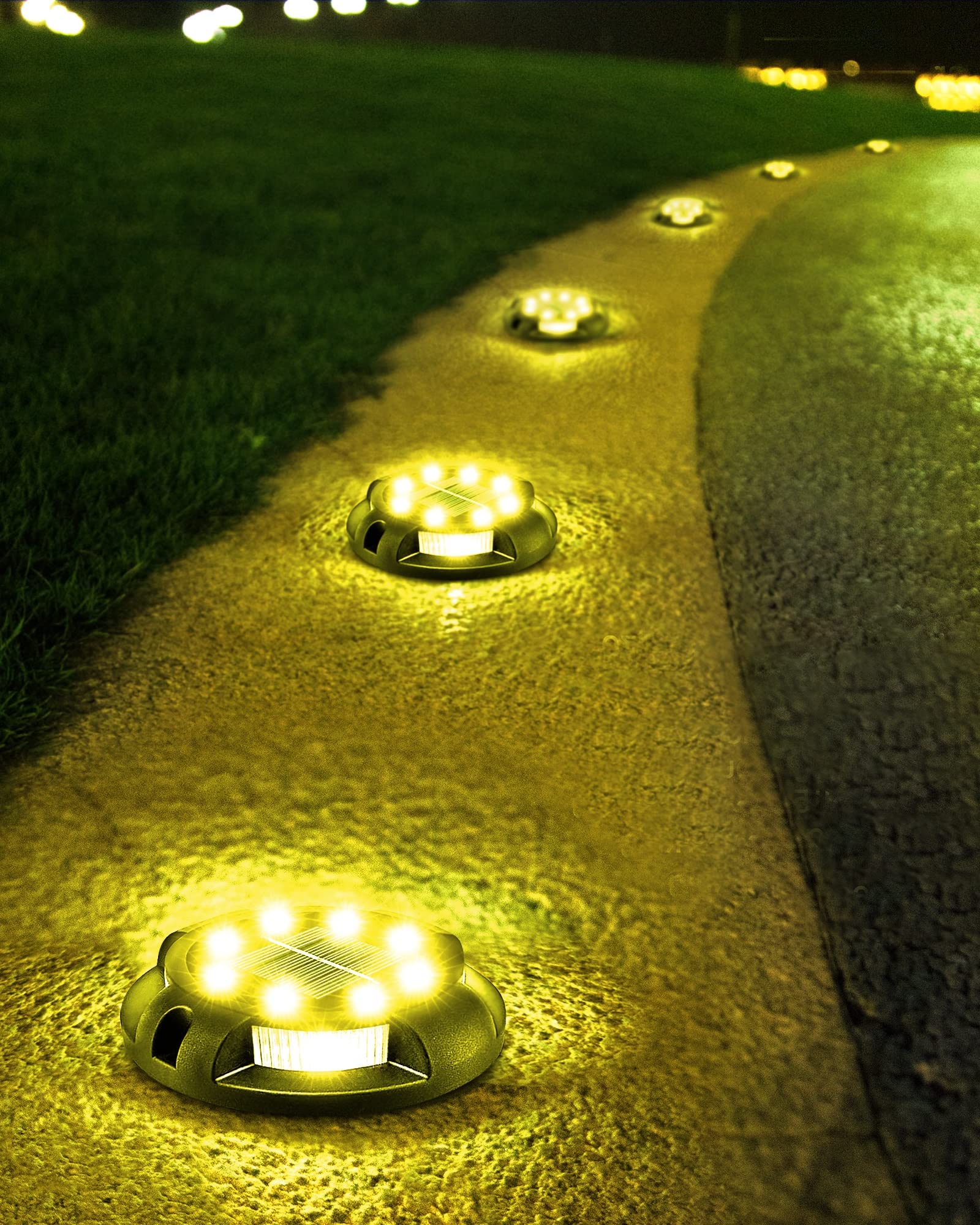 Biling Solar Ground Lights - 12 Pack Waterproof Outdoor Pathway Uplights, Warm White, for Yard, Driveway, Garden, Poolside