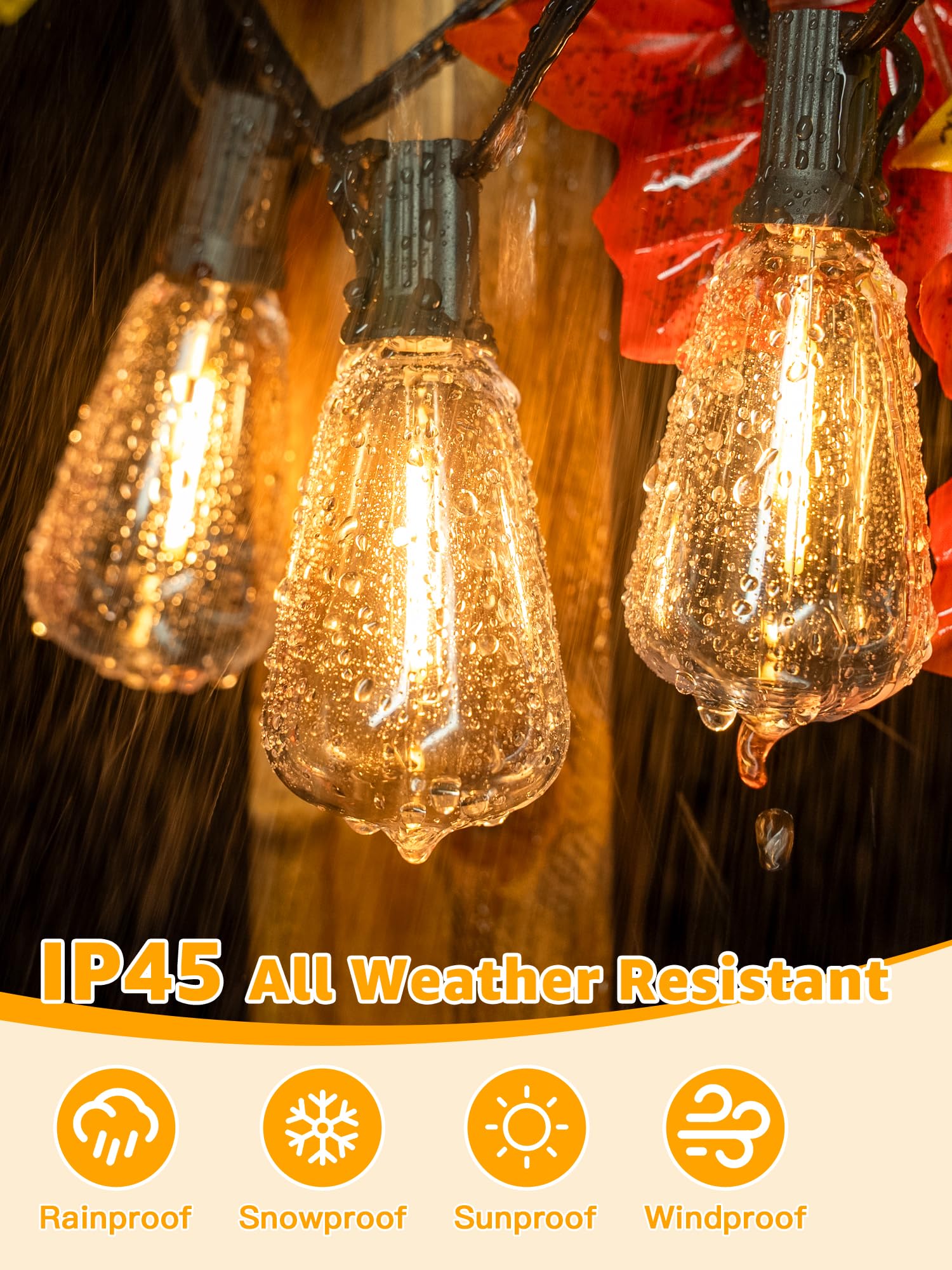 Outdoor String Lights Dimmable With Remote, 100 Ft Outdoor Lights With 2 Timer And 3 Mode, Waterproof & Shatterproof Patio Light