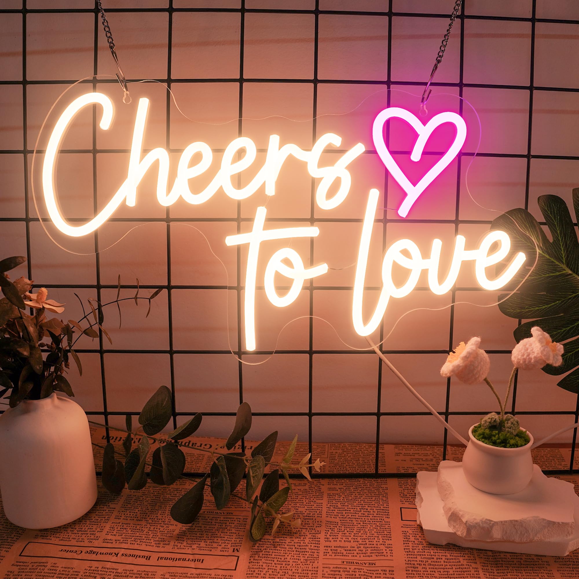 Cheers to love neon Sign - Levels Dimmable USB neon Lights for Wall, Bedroom, Kids Room, Wedding Party bar Decoration neon Light