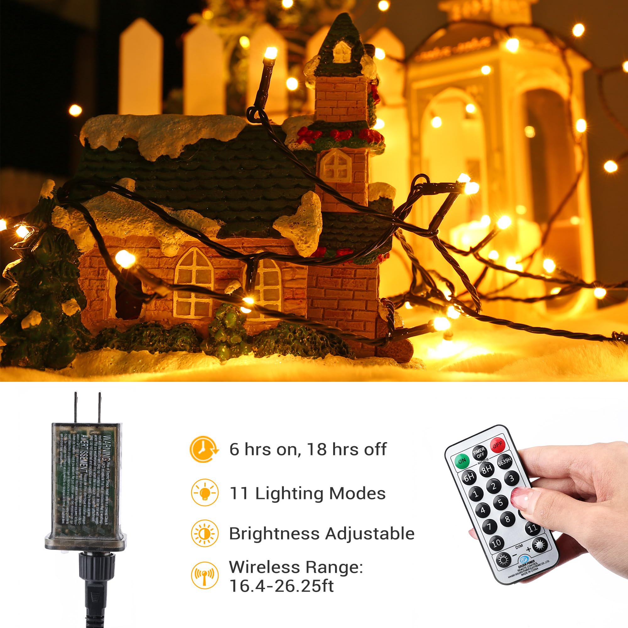 Brizled Christmas Lights Outdoor, 500 LED Color Changing Christmas String Lights with Remote, 180.4ft 11 Modes Christmas Tree Li