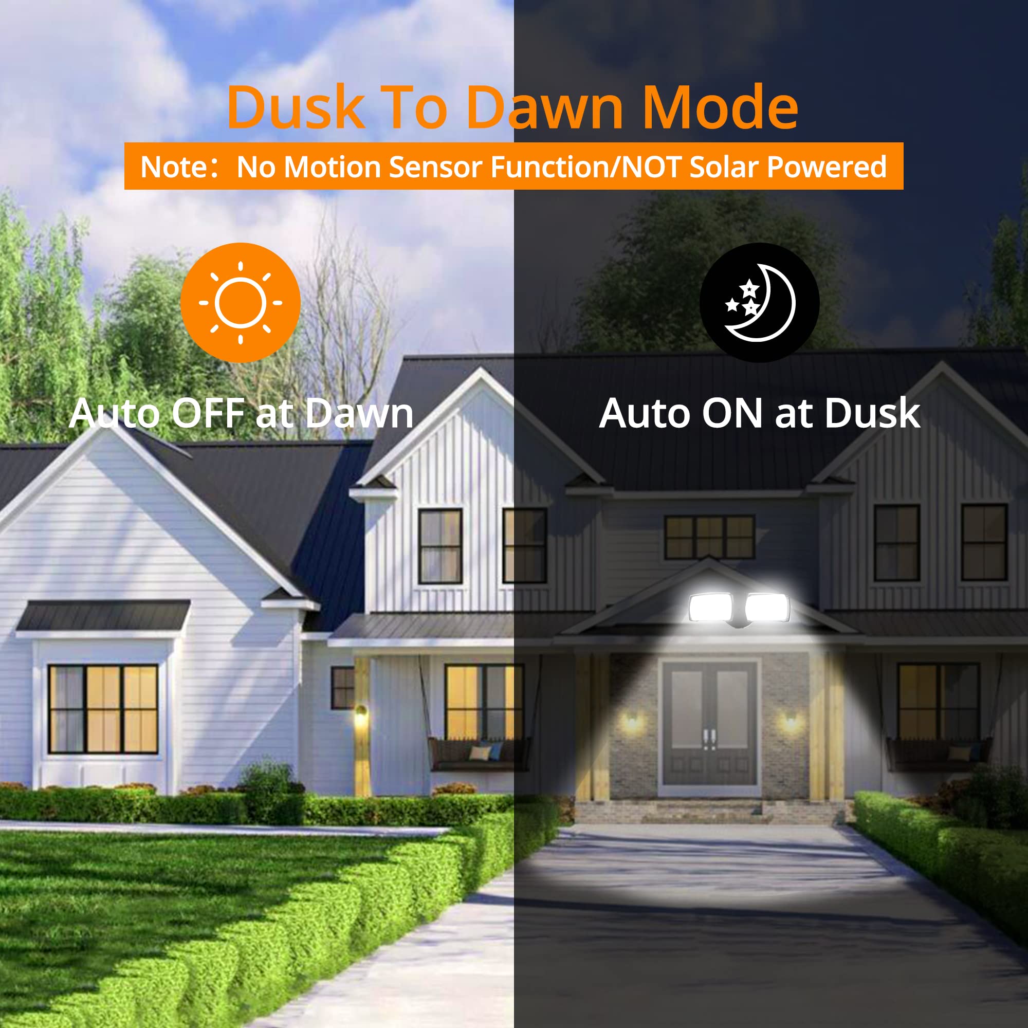 UME LED Security Light 2-Pack, 19W Dusk to Dawn, 2000LM, 5000K, IP65 Waterproof, Adjustable Heads, Black, Model 7635419330