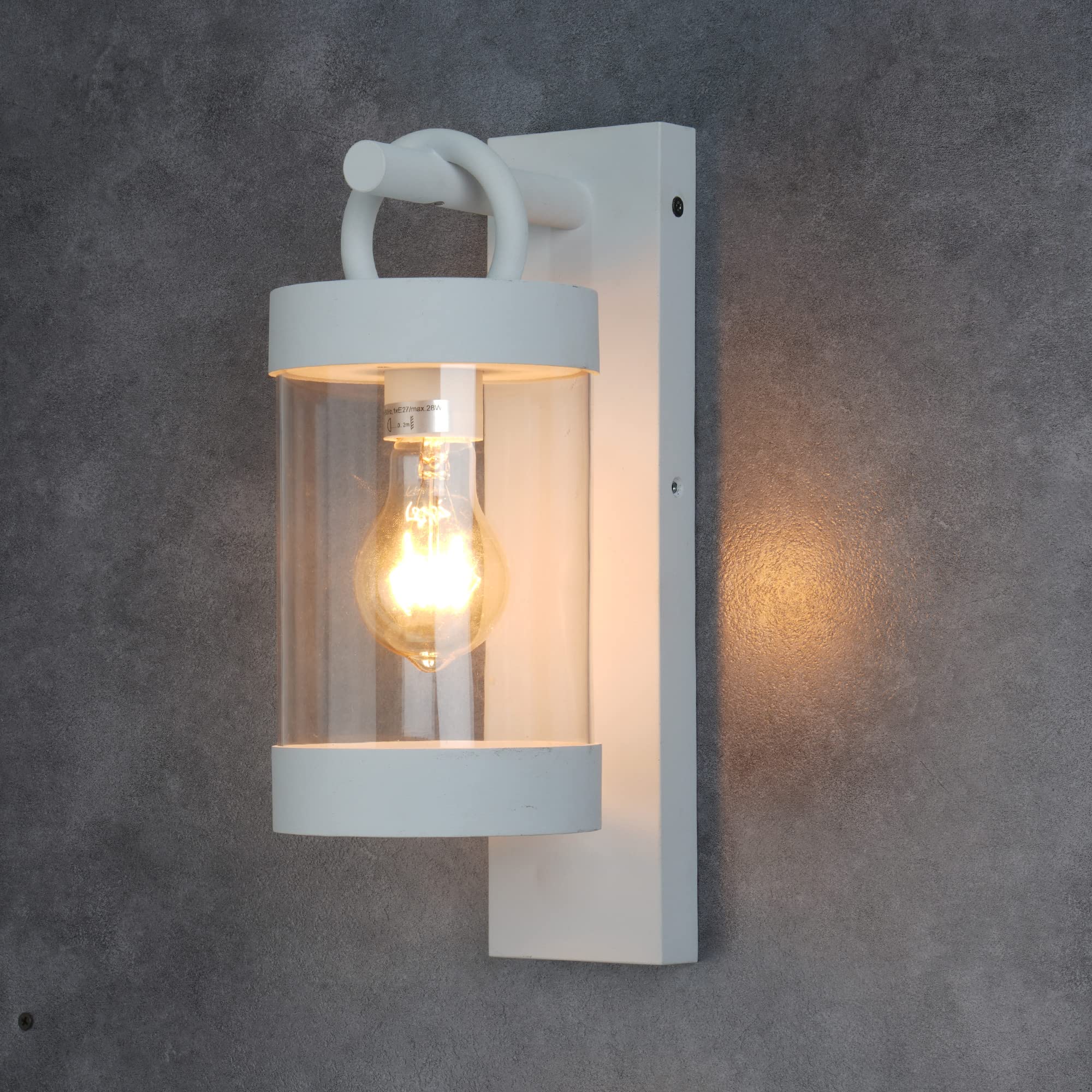 Lustrlach Dusk To Dawn Outdoor Wall Light, White Modern Waterproof Fixture With E26 Base