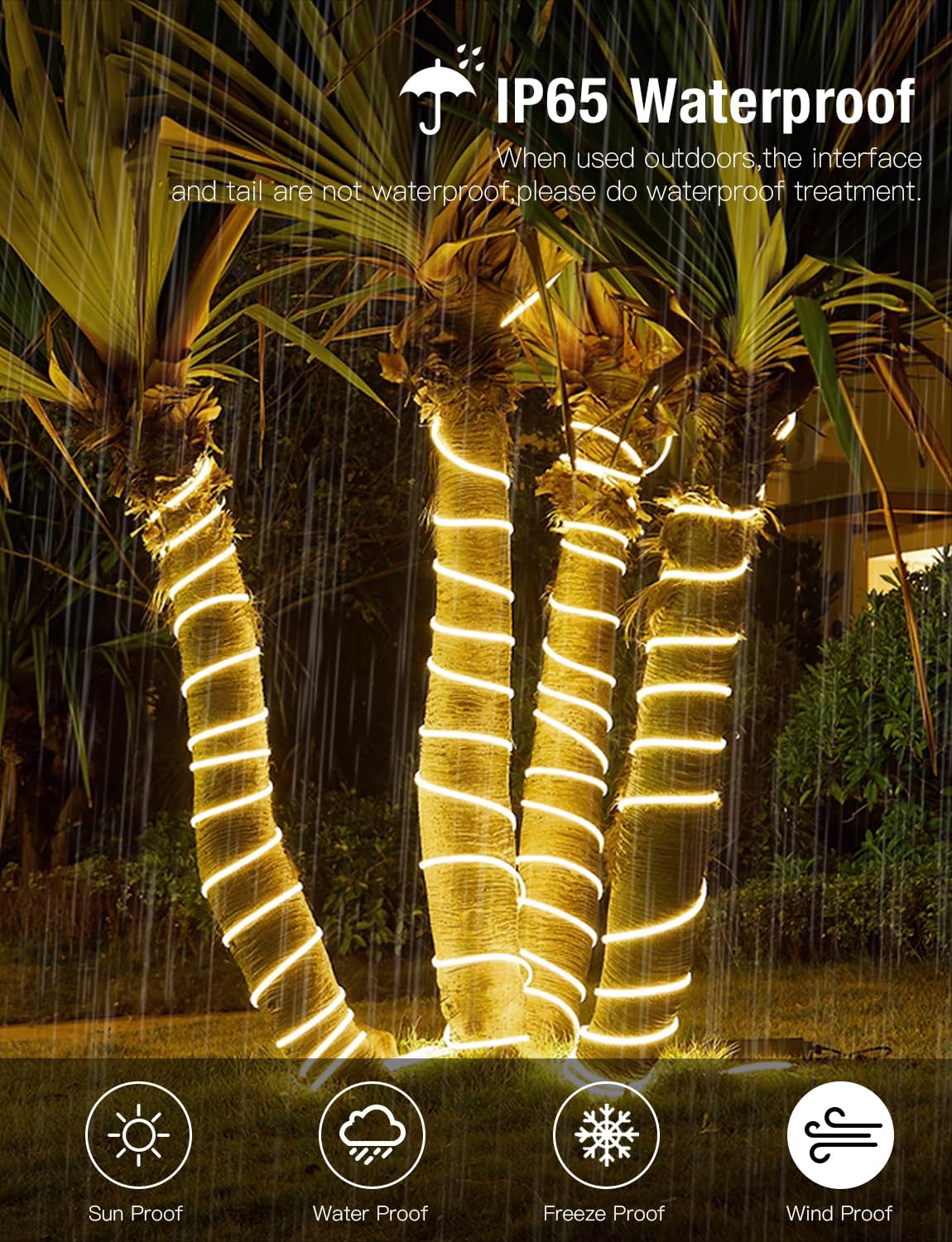 Aimengte 16.4Ft Led Strip Lights, Waterproof Warm White Under Cabinet Lighting For Home Decor