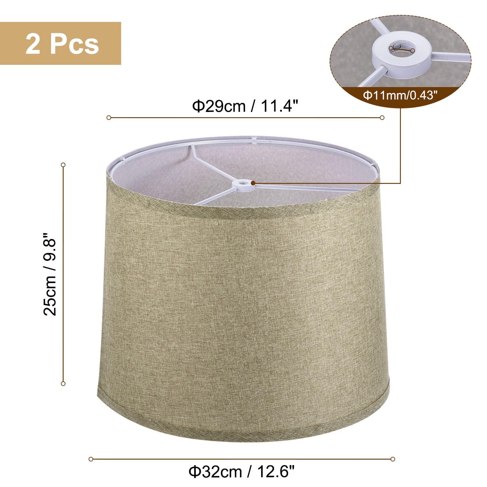 Patikil Lamp Shades For Table Lamps Set Of 2, 11.4'' Top X 12.6'' Bottom X 9.8'' High Drum Lamp Shades For Floor Lamps Medium Li