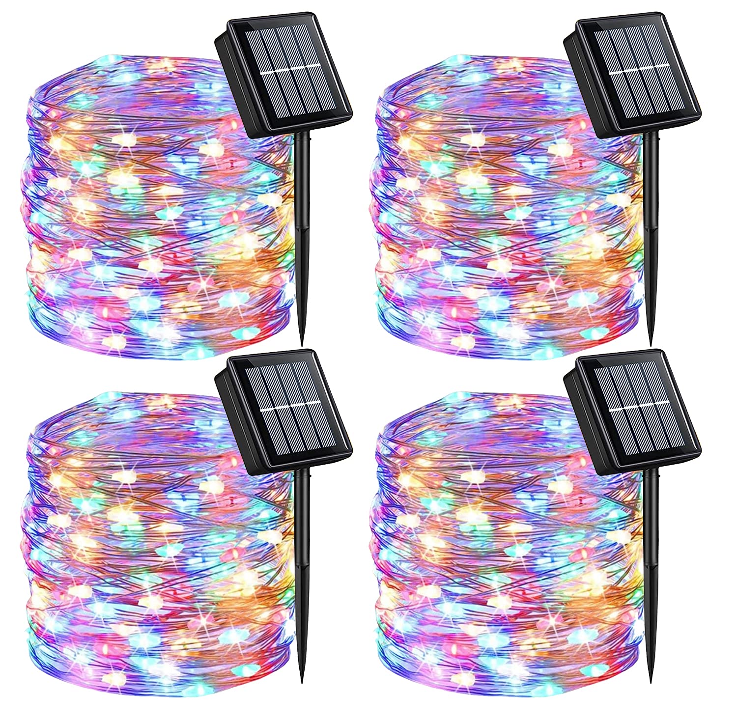 Qitong 4 Pack Solar Fairy Lights 400 Led Multicolor Outdoor Waterproof String Lights