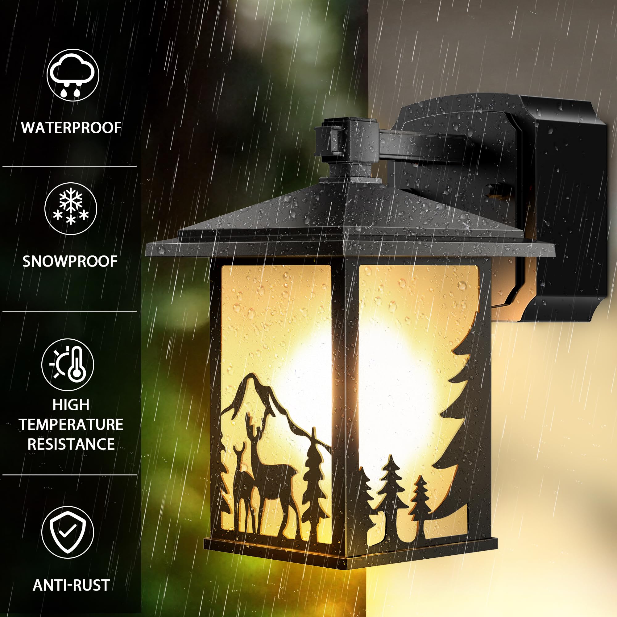 OYKYOHEI Porch Lights with GFCI Outlet, Dusk to Dawn, Waterproof Aluminum, Black, Model 0454GF, 1pcs