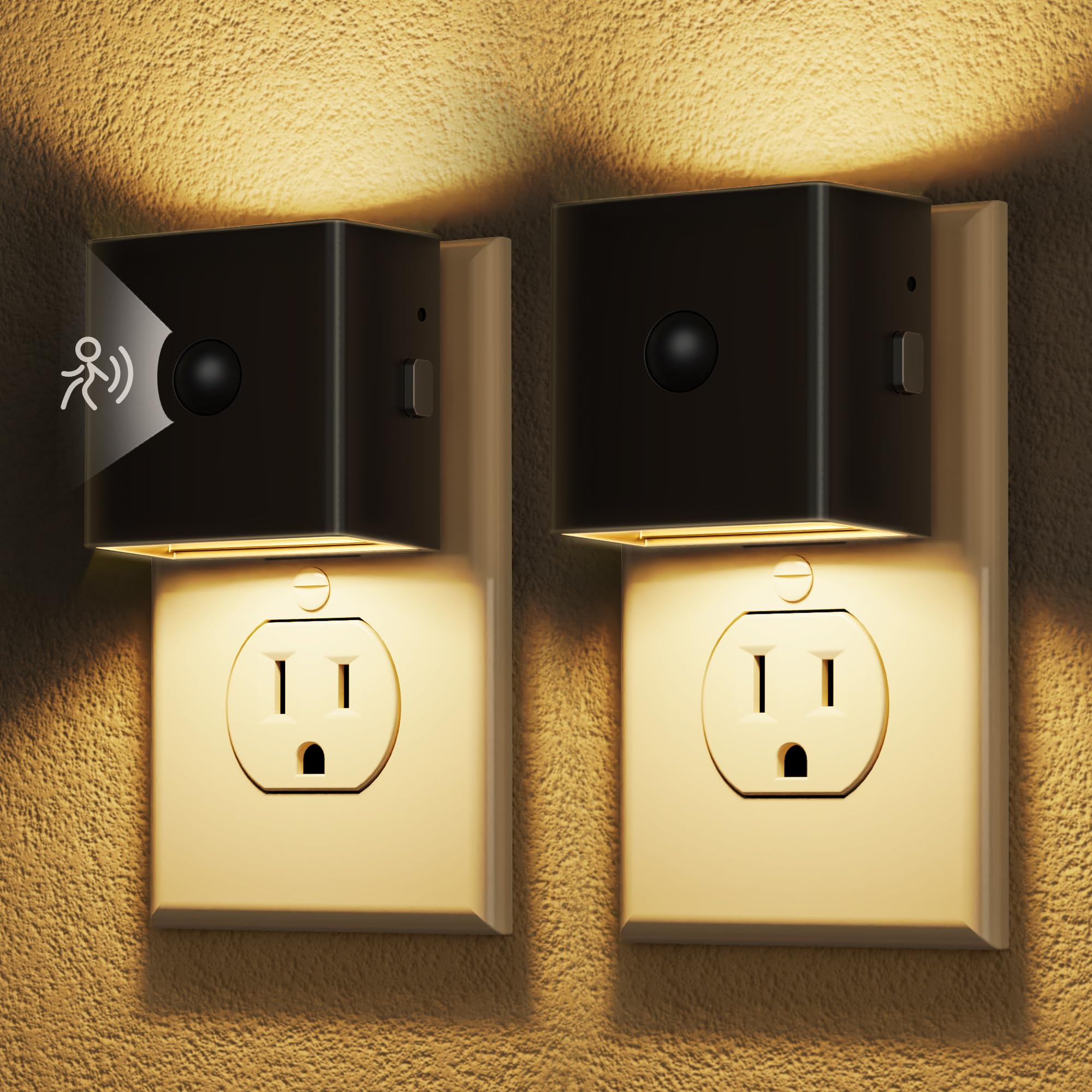 DORESshop LED Motion Sensor Night Light [2 Pack], Plug in Night Light, Dusk to Dawn Night Light Motion Sensor, 3 Level Brightnes