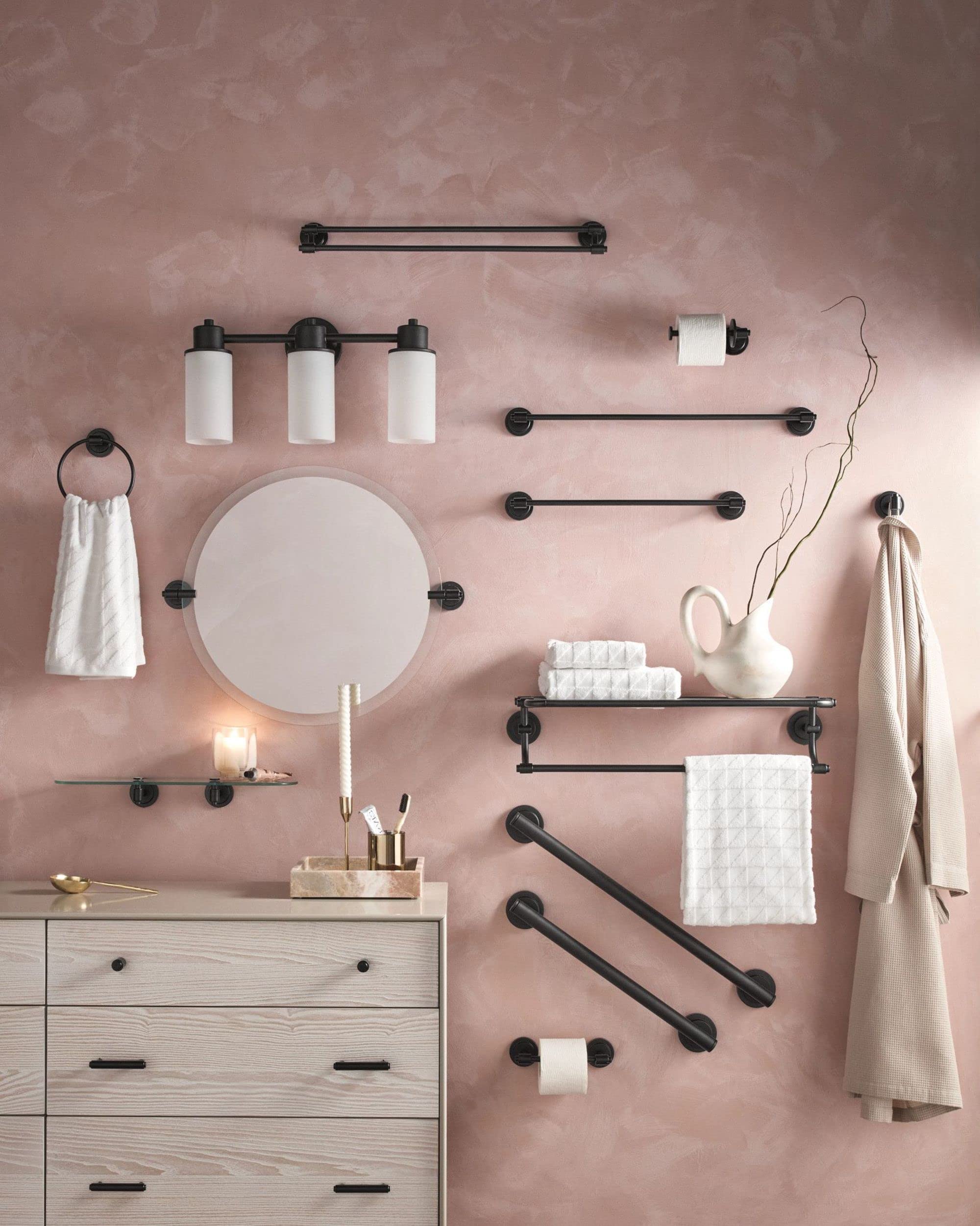 Moen Dn0763Bl Iso 3-Light Dual-Mount Bath Bathroom Vanity Fixture With Frosted Glass, Matte Black