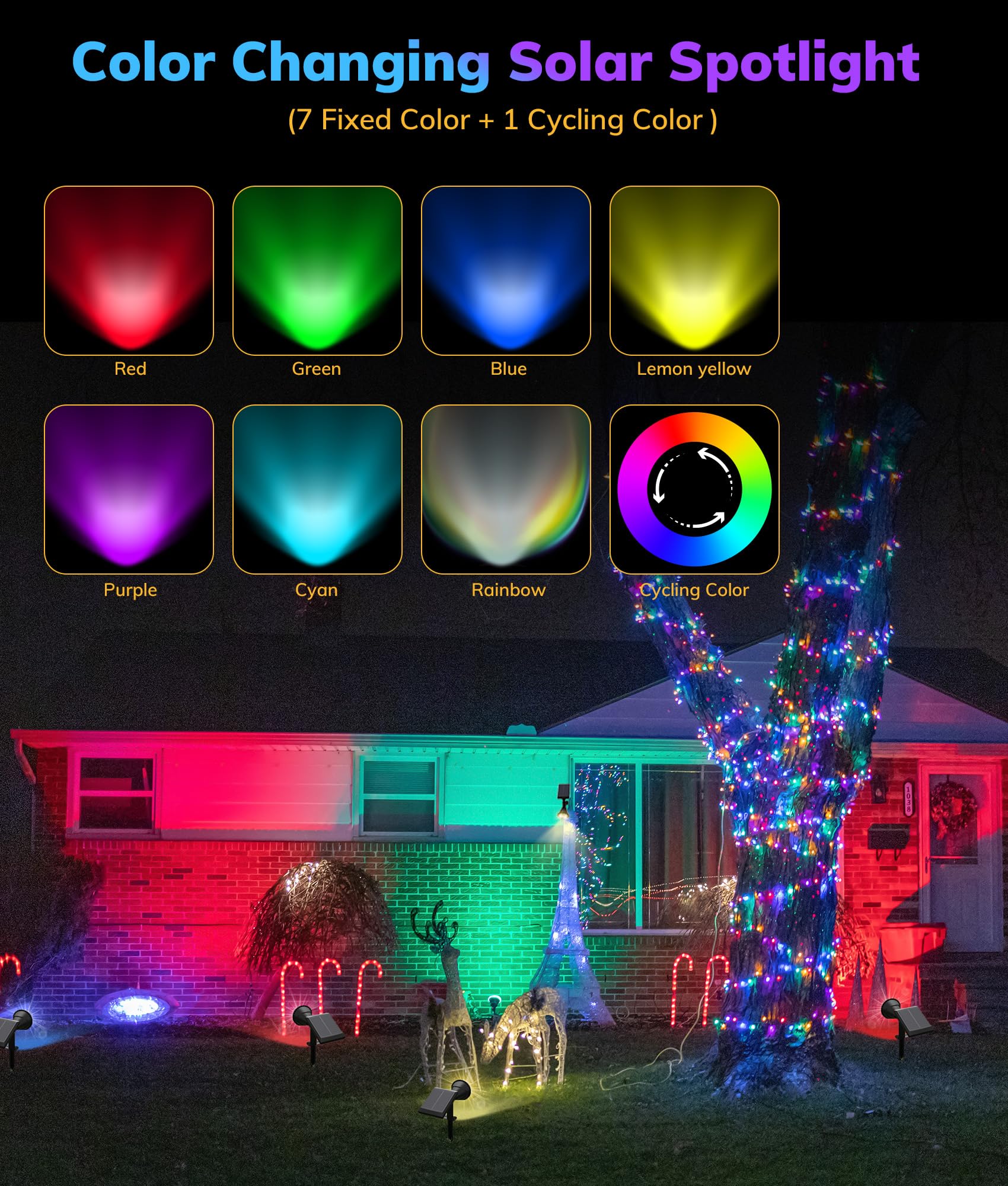 NBKLS Solar Spot Lights, 21 LED Waterproof Outdoor Lighting, 4 Pack, Color, Model COLORTY002YDD
