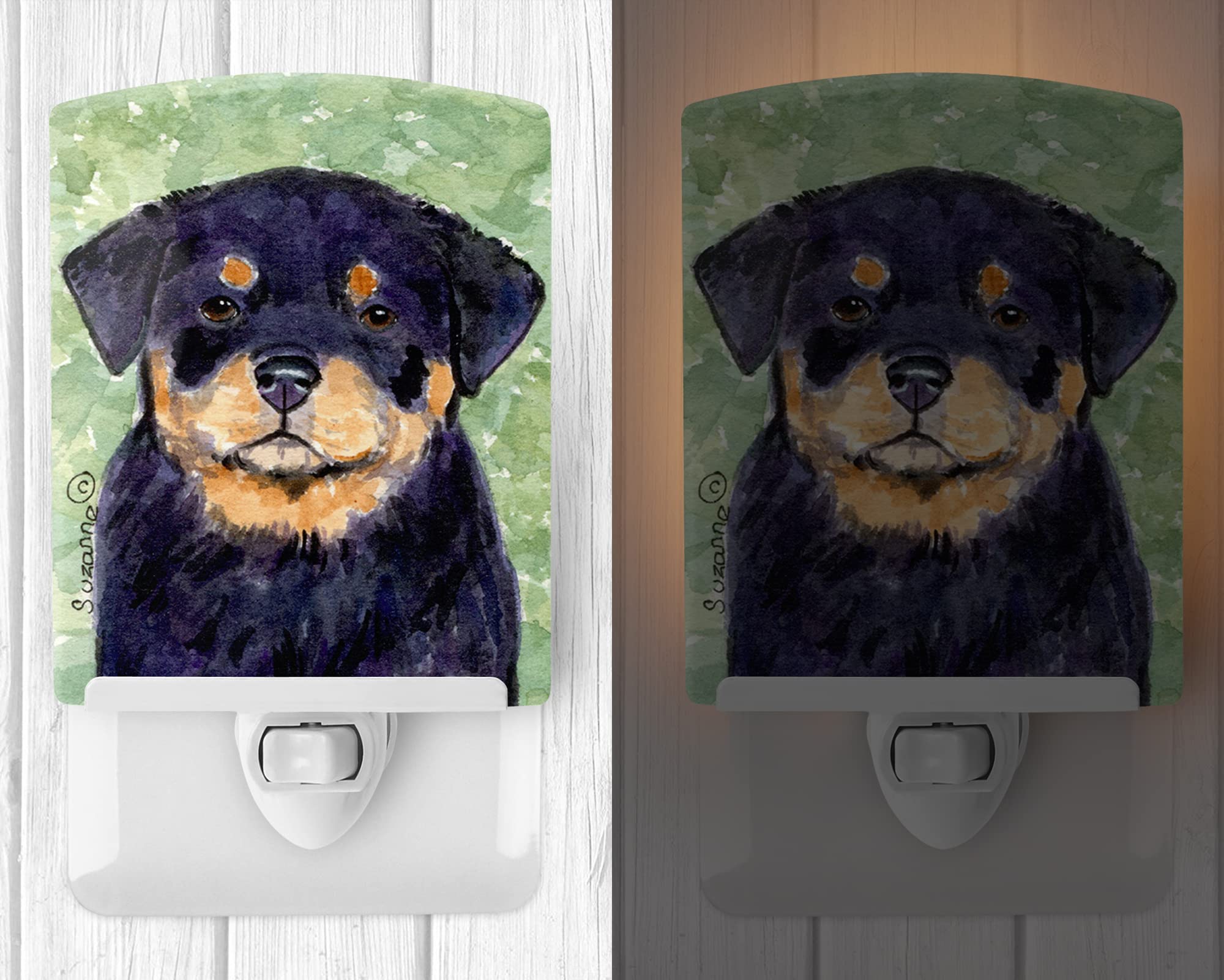 Caroline'S Treasures Ss8929Cnl Rottweiler Ceramic Night Light Compact, Ul-Certified, Ideal For Bedroom, Bathroom, Nursery, Hallway, Kitchen, 6X4X3, Multicolor