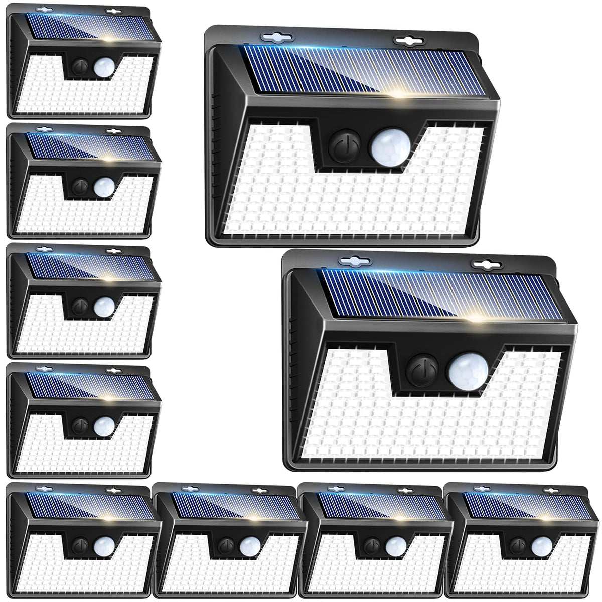 Solar Outdoor Lights [10 Pack/140Led], Peasur Motion Sensor Outdoor Lights Ultra-Bright, Solar Powered Security Lights 3 Working