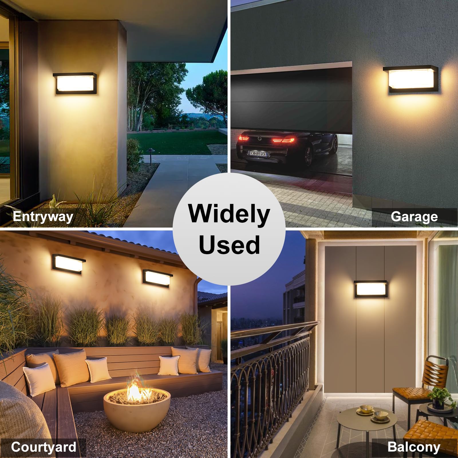 Biritalo 2 Pack Led Porch Light Outdoor  18W 1800Lm 3000K Warm White  Ip65 Waterproof Anti-Rust Modern Wall Lighting  Exterior Wall Mount Fixture For Christmas  Garage  Hallway  Backyard