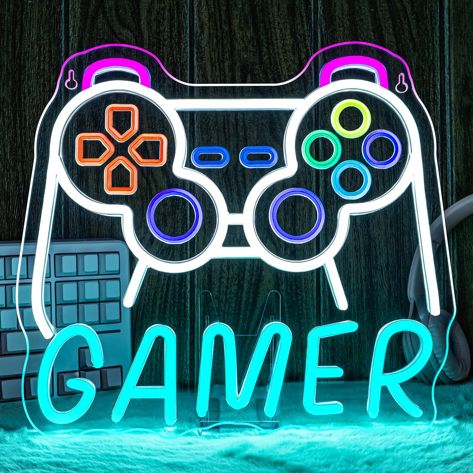 Horseneon Gamer Neon Sign Led Lights Wall Decor For Gaming Rooms Neon Signs  Esports Setups & Gamer Caves  Usb-Powered With Adjustable Brightness  Retro Arcade Lighting