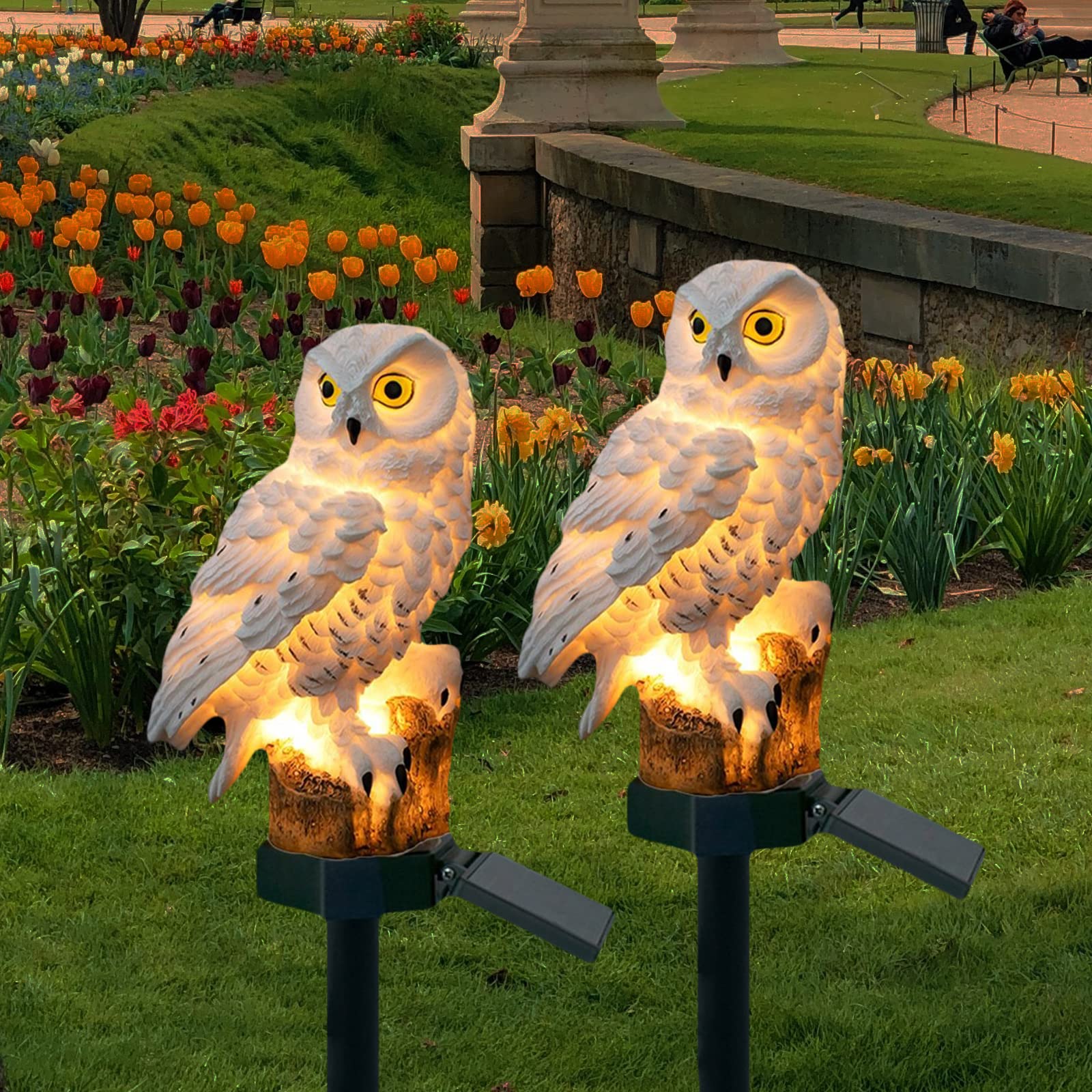 Double 2 C Solar Garden Light Outdoor, Owl Solar Garden Stake Light, Waterproof Warm White Led Light For Garden, Patio, Yard, Lawn, Walkway Decoration (Owl)
