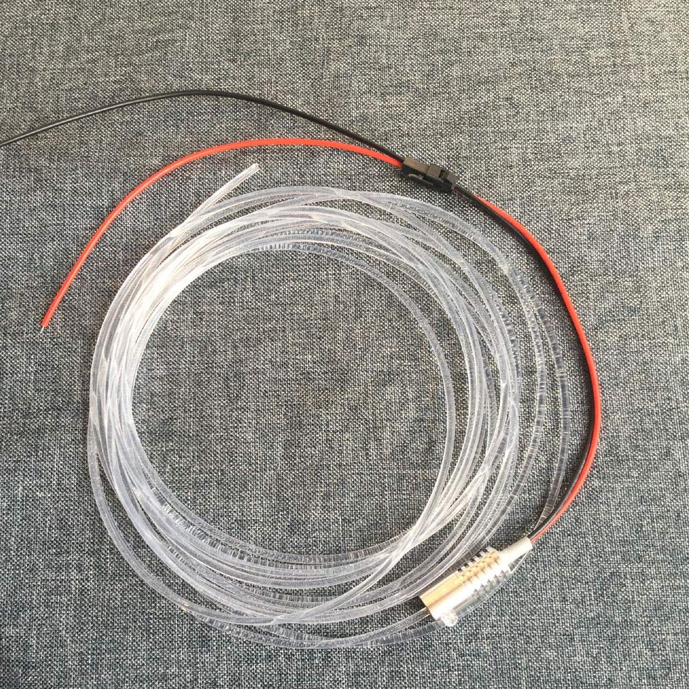 3Mm 5Meters/16Ft Pmma Optic Fiber Cable Side Glow With 12V 1.5W Led Aluminum Illuminator Light Source For Home Car Diy (White)