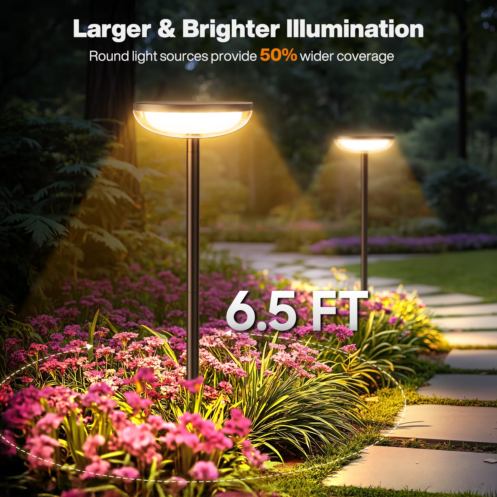 ELECLINK Solar Pathway Lights, 6 Pack 27'' Tall, Waterproof Black Garden Lights for Yard, Patio, Walkway - Model TPL010