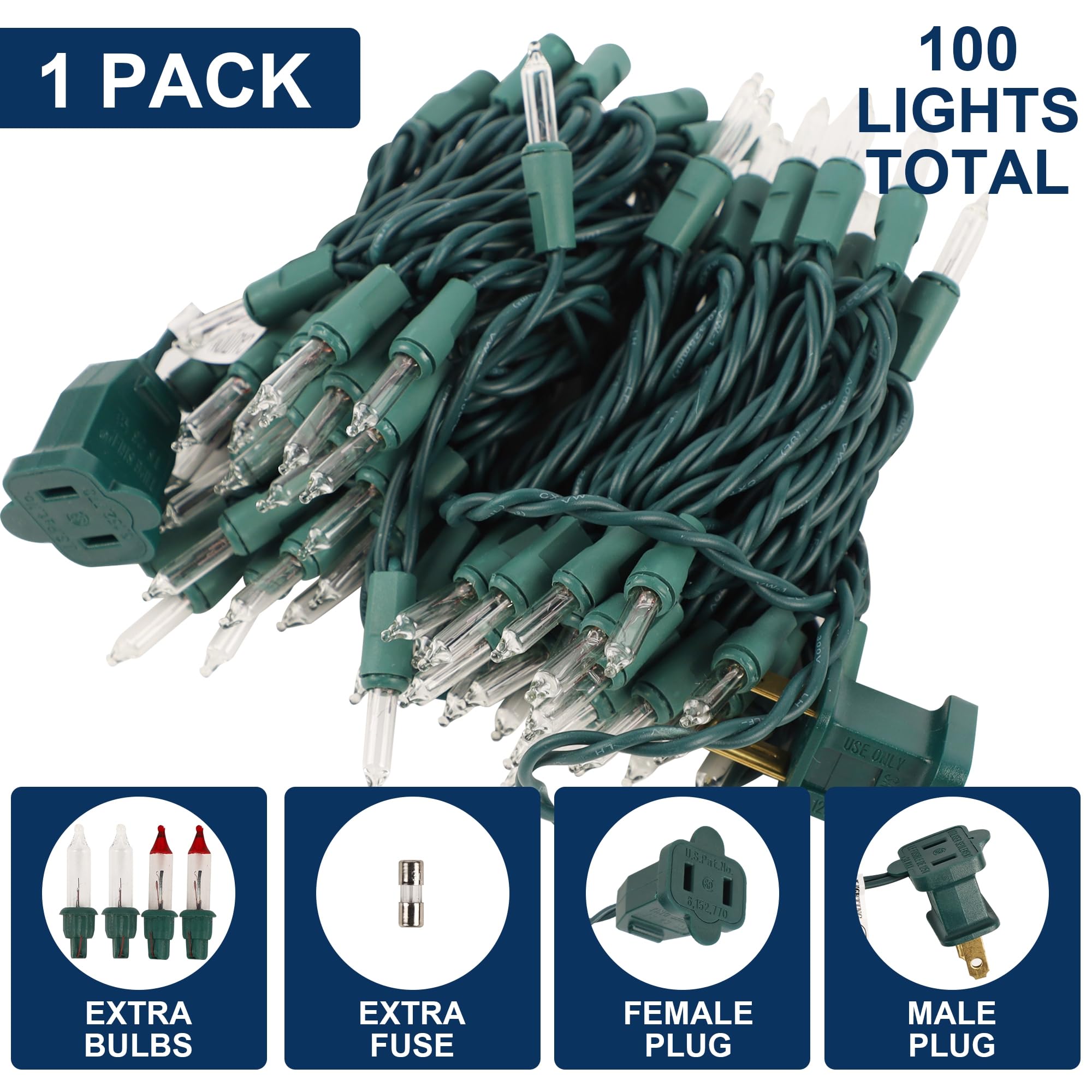 Watereem Clear Christmas String Lights  100 Count  Incandescent Mini Christmas Lights  Connectable Xmas Tree Light For Indoor Outdoor Garland Birthday Holiday Wedding Festival Party