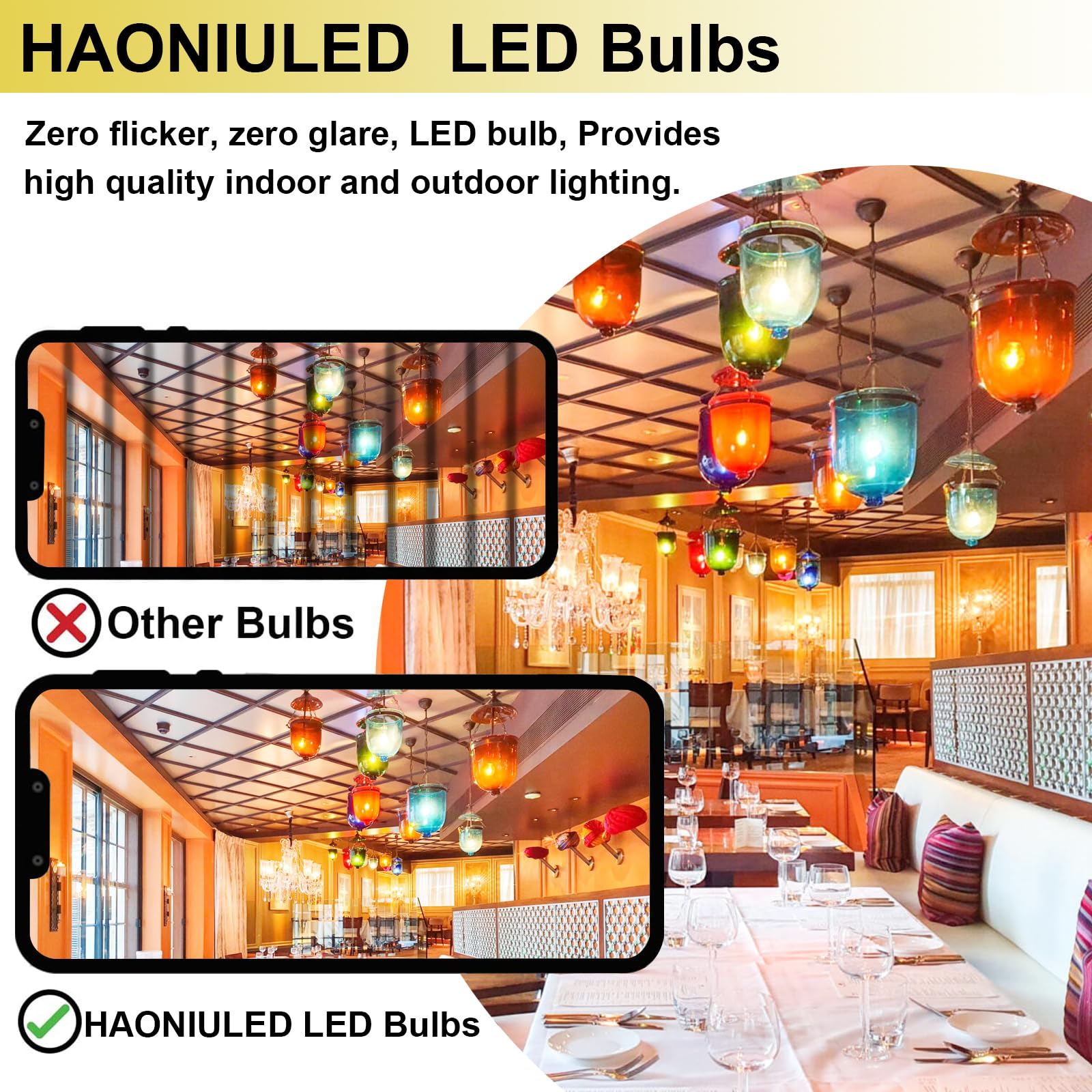Haoniuled E12 Led Bulb, 10W Led Corn Light Bulbs,100-Watt Light Bulbs Equivalent, 6500K Cool Daylight White Chandelier Bulbs, 11