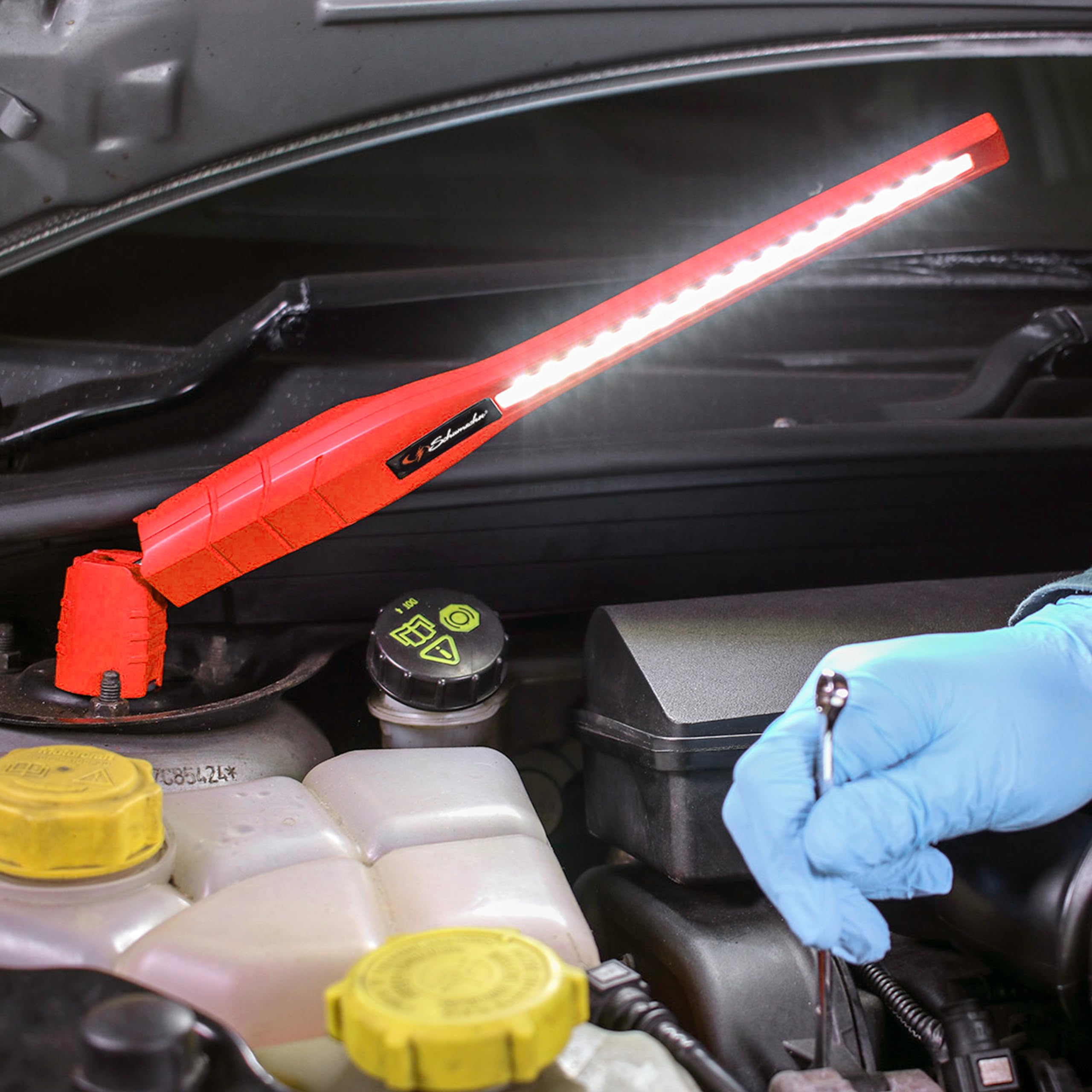 Schumacher Slim 360 Degree Rechargeable Work Light, Red – Features Ultra-Bright Directional Lighting, 360-Degree Swivel And Tilt, And Dimmer