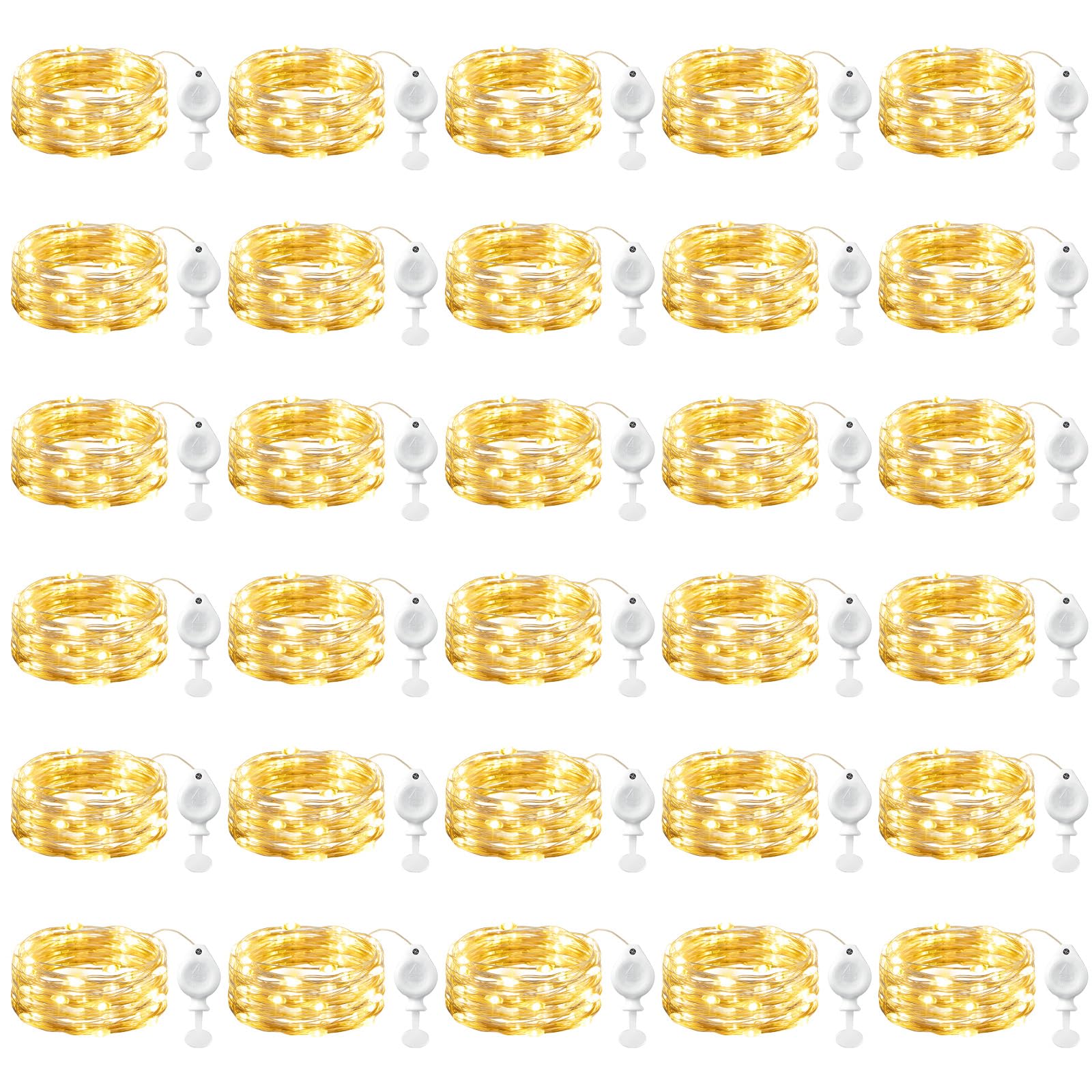 Brightown 30 Pack LED Fairy Lights Battery Operated String Lights  7ft 20LED Waterproof Silver Wire String Lights  Firefly Starry Moon Lights for Mason Jars DIY Christmas Wedding Party Bedroom