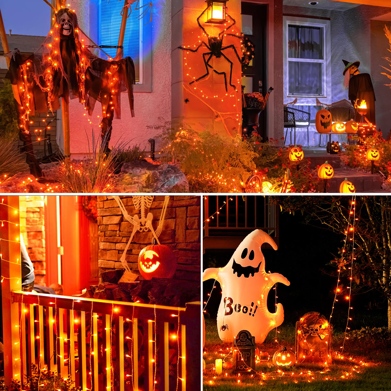 ILLUMINEW Orange String Lights Outdoor, 500 LED, 174Ft, 8 Modes, Copper, Model JT-ELFC300V0120-C