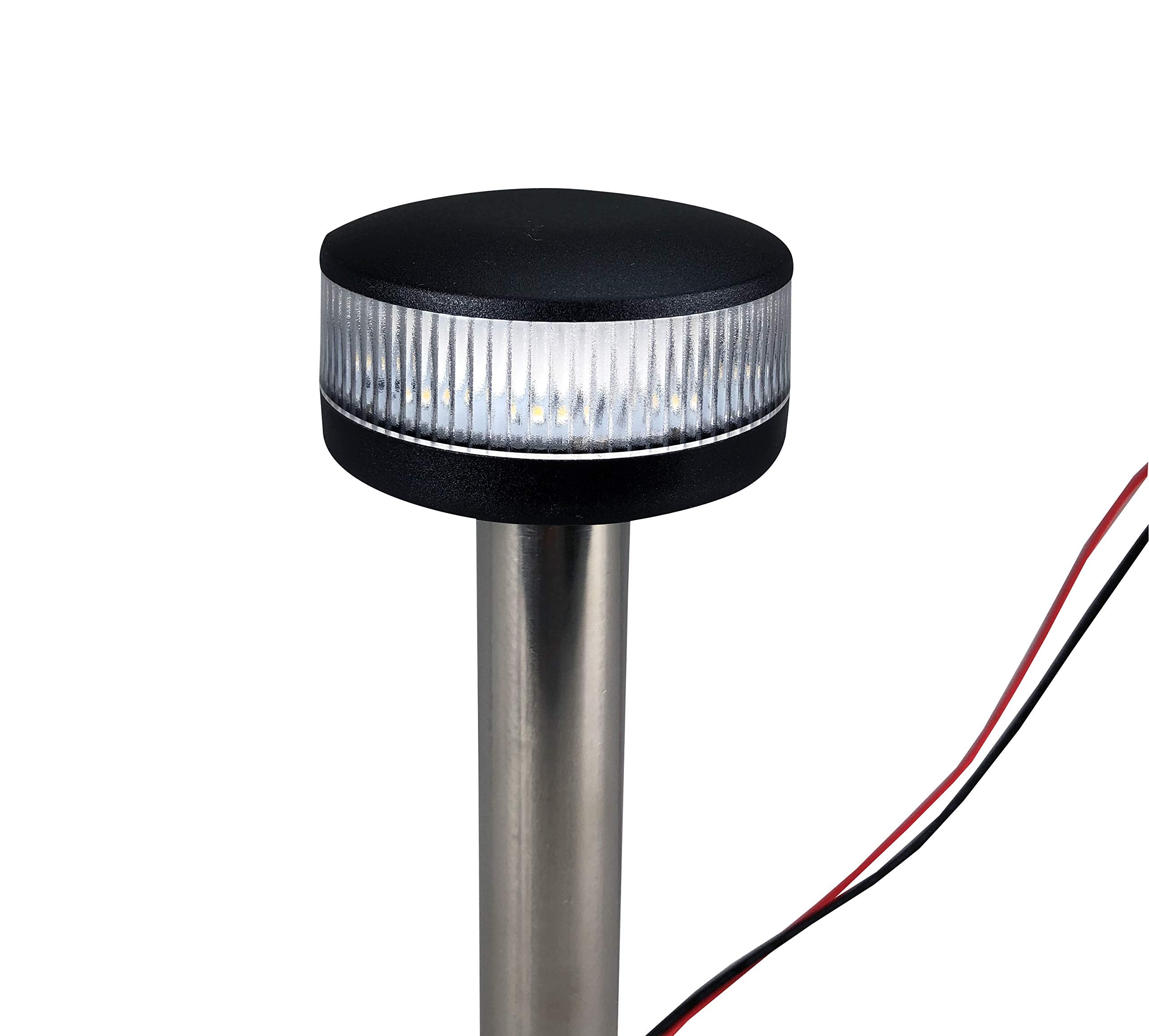 Pactrade Marine Boat Fixed Base Stern Light Anchor Light All Round White Led Marine Pole Uscg 2 Nm For Yacht Pontoon And Fishing Boat 12 Volts 6 Inches (150.6Mm)
