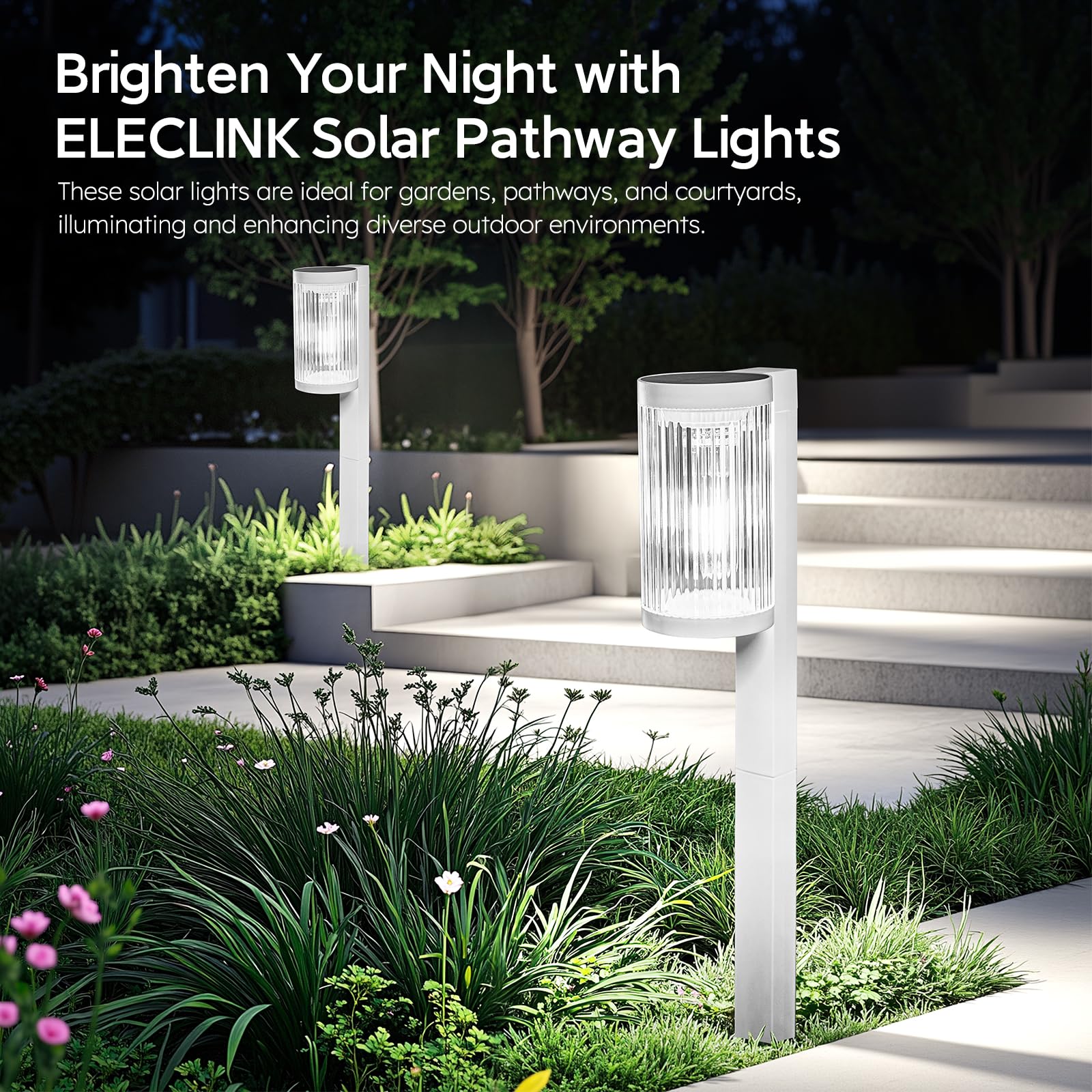 ELECLINK Solar Pathway Lights, 6 Pack, Super Bright, IP65 Waterproof, Cool White, Model SD-309-WHITE-6P