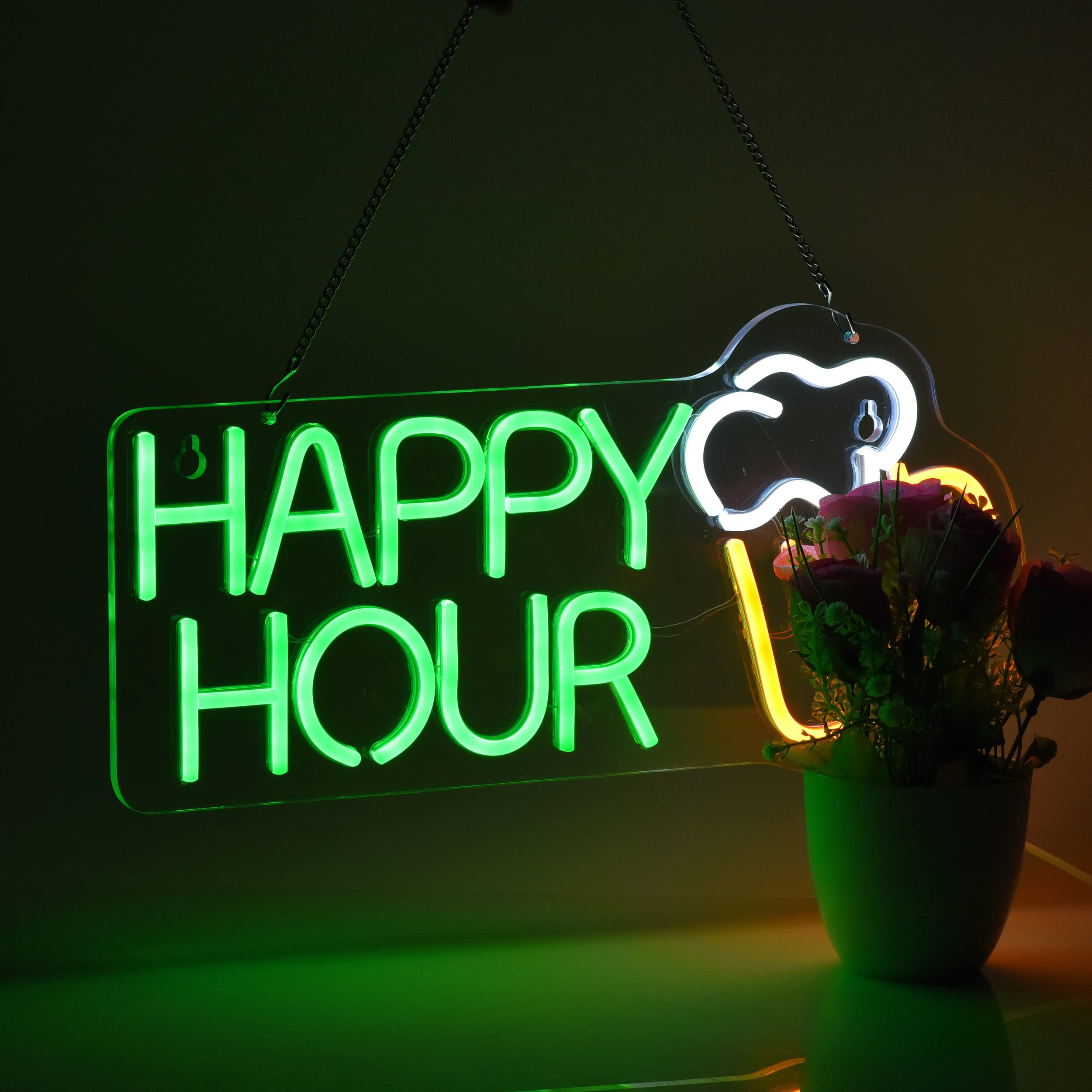 Roouneon Led Dimmable Green Neon Sign For Bar, Club, Bedroom, Wedding, Party - 17X8 Inch