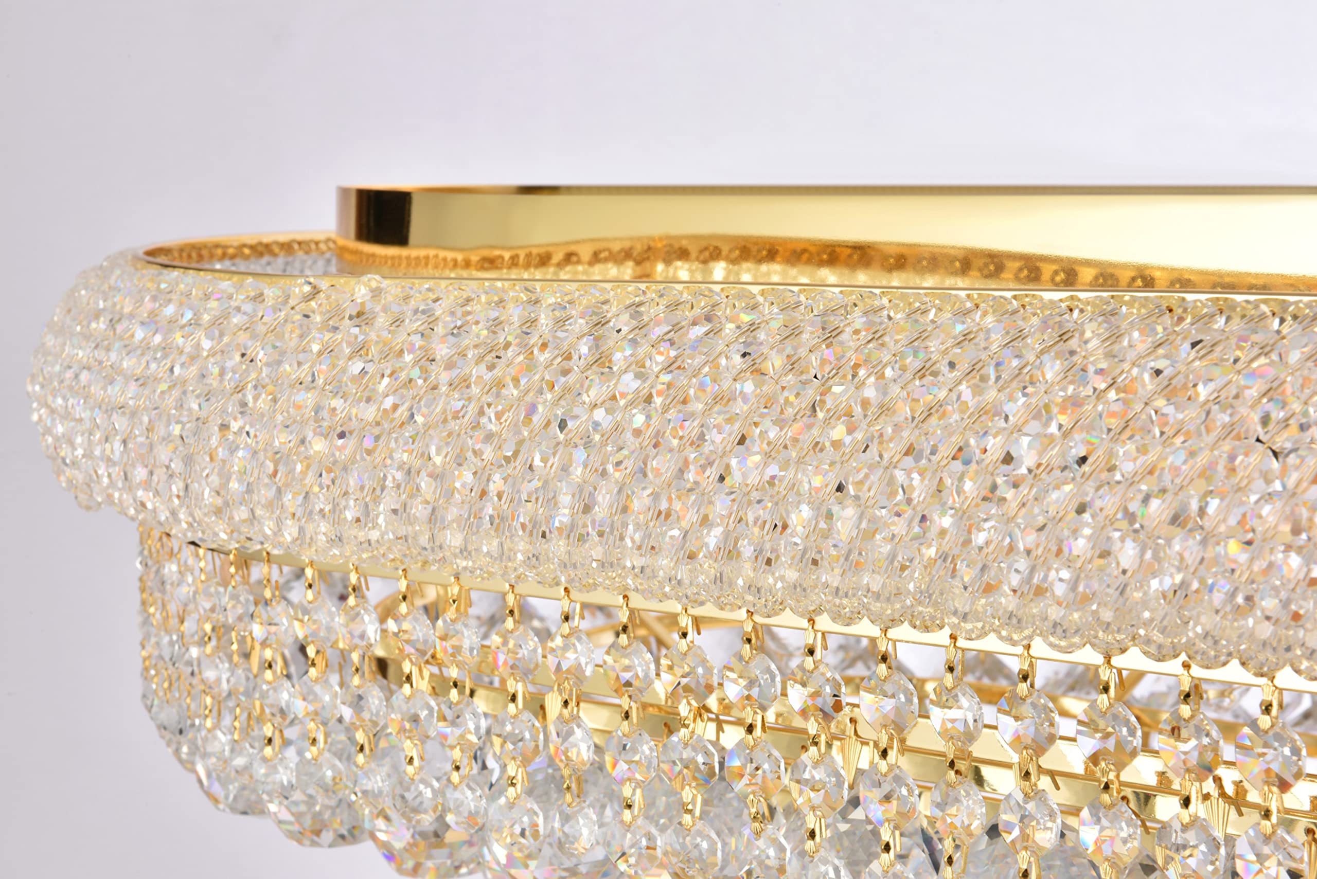 Elegant Lighting 18-Light Flush Mount Chandelier, Gold Finish, Clear Crystals, Model 1800F36SG/RC