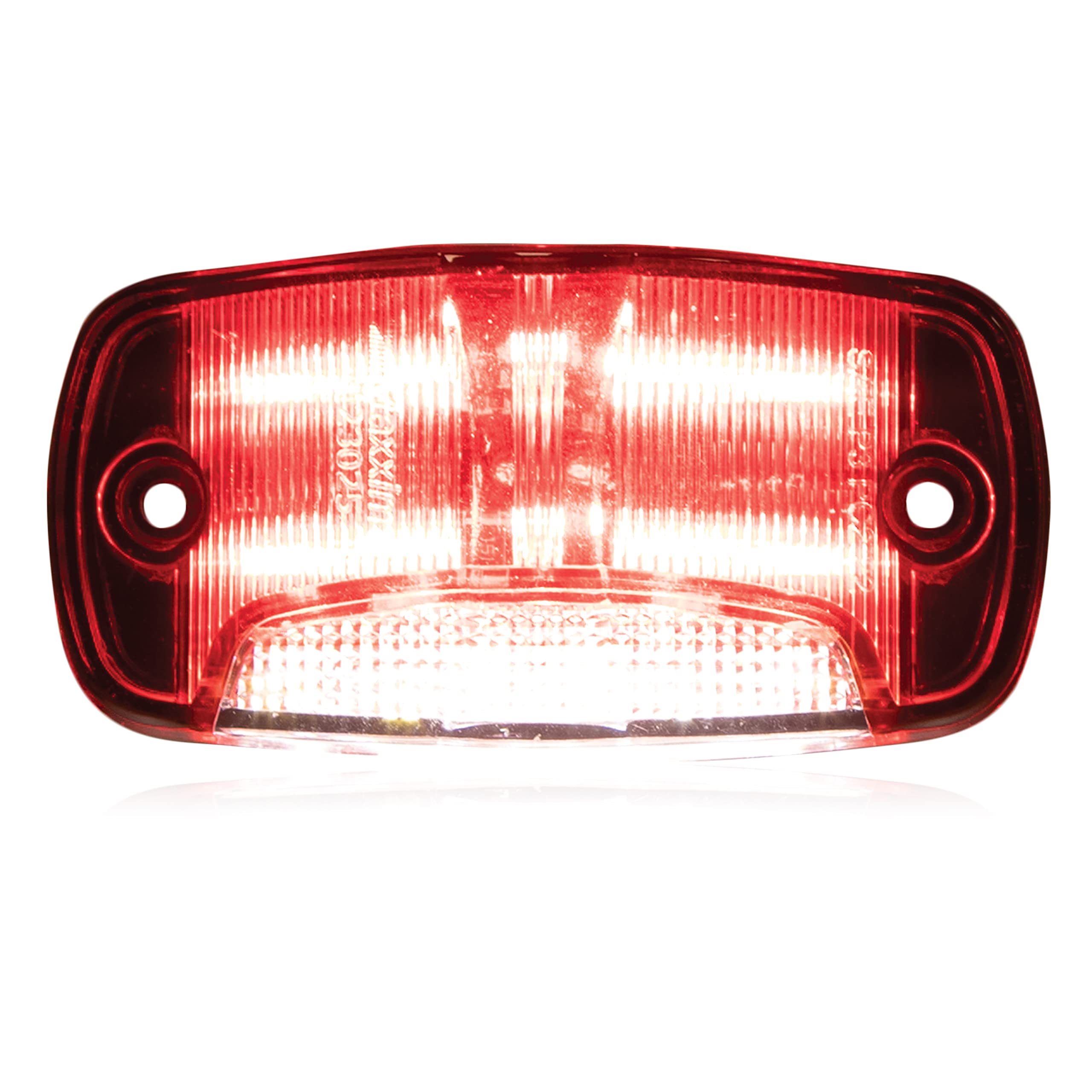 Maxxima Rectangular Clearance Marker P2PC, Red, Polycarbonate, 4in, Model M23025RW-DC, With White Ground Light