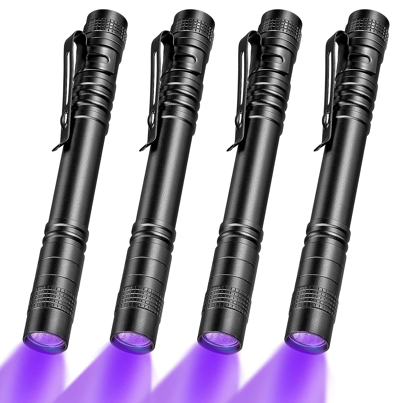 Honoson UV Black Light Flashlight Pen - 4 Pack, 5.2 Inches, Aluminum, Black, Model Honoson-Room Inspection-06
