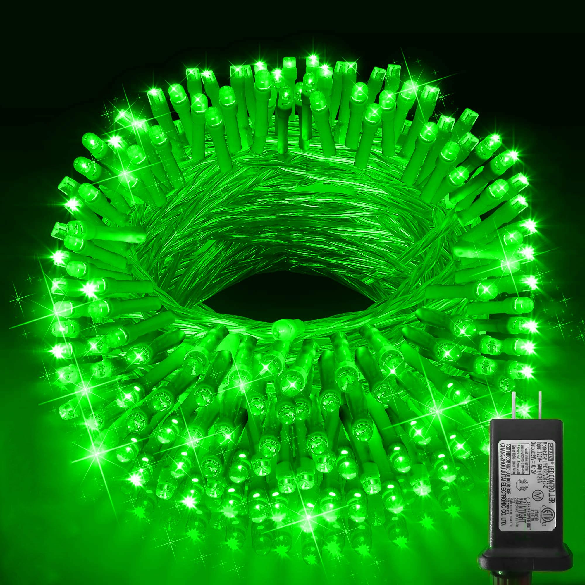 KNONEW 300 LED Outdoor Christmas Lights, 99ft String, Waterproof, 8 Modes, Green, Model 68KN-168LIG-NIU