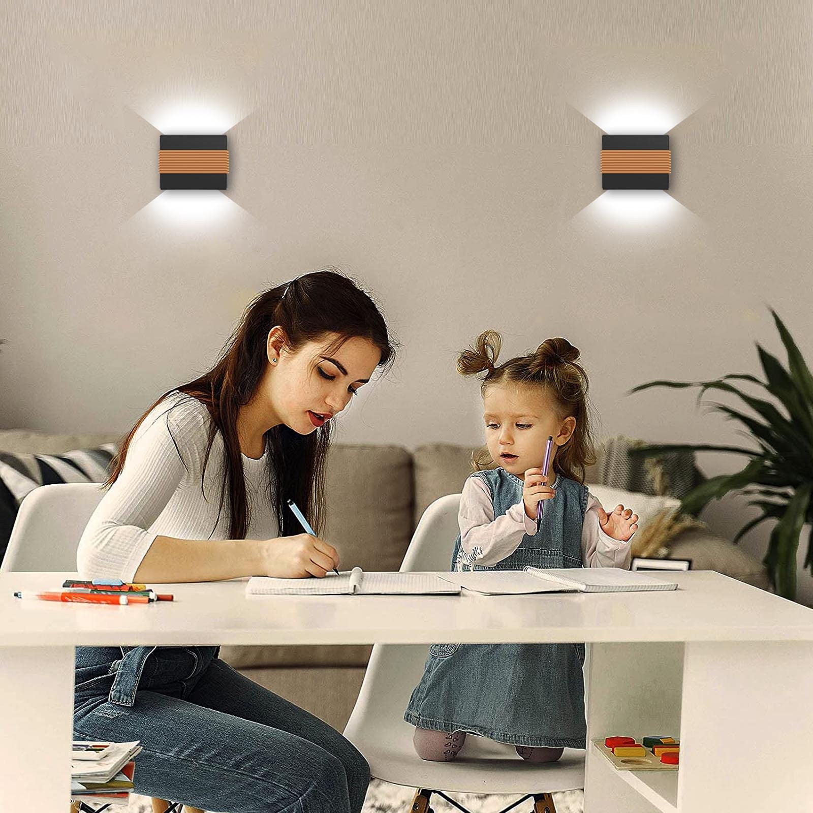 Kawell LED Wall Sconces 10W Up Down Lighting Fixtures, Aluminum, Black & Golden 6000K, Model 33-AU395-BG-CW(US)