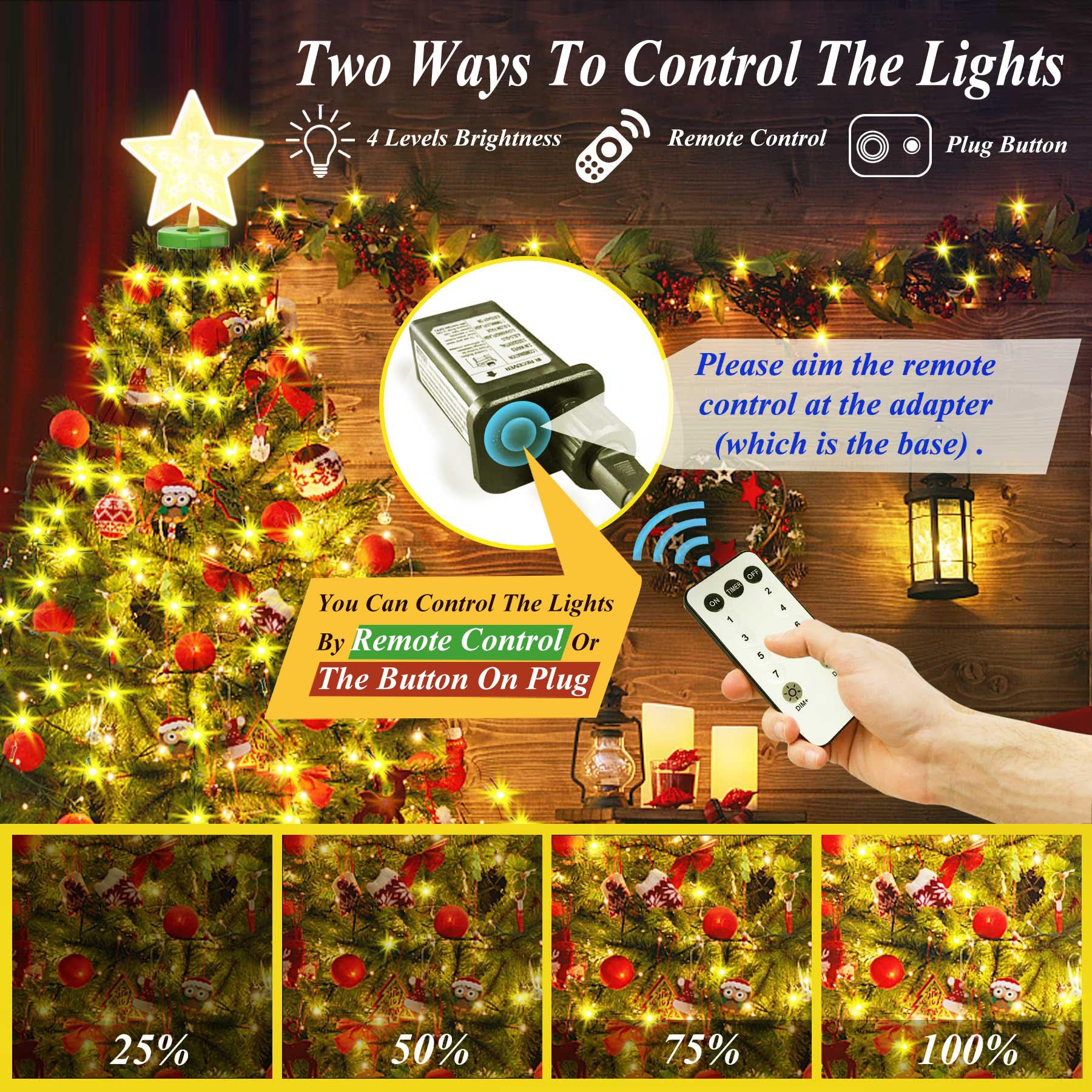 aneeway Christmas Tree Lights, 410 LED, 8 Modes, 6.6FT x 16, Warm White, Remote Control, Model SW-LSL-02-410