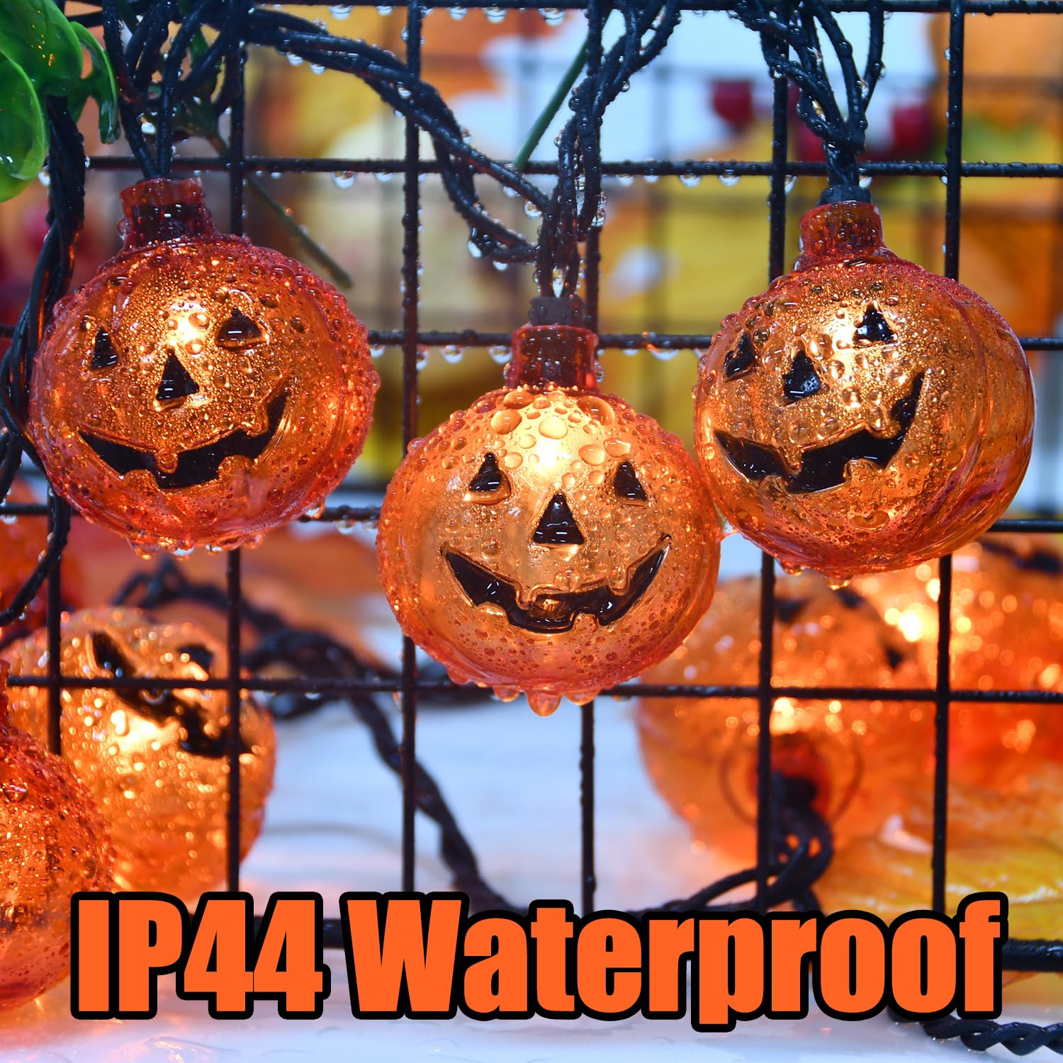 Pasuto Halloween Lights Pumpkin String Lights, 8.5 Feet Pumpkin Lights With 10Pcs Pumpkin Lantern Lights, For Halloween Indoor Outdoor Party Yard Home Decor Lights (Orange Incandescent Bulb)