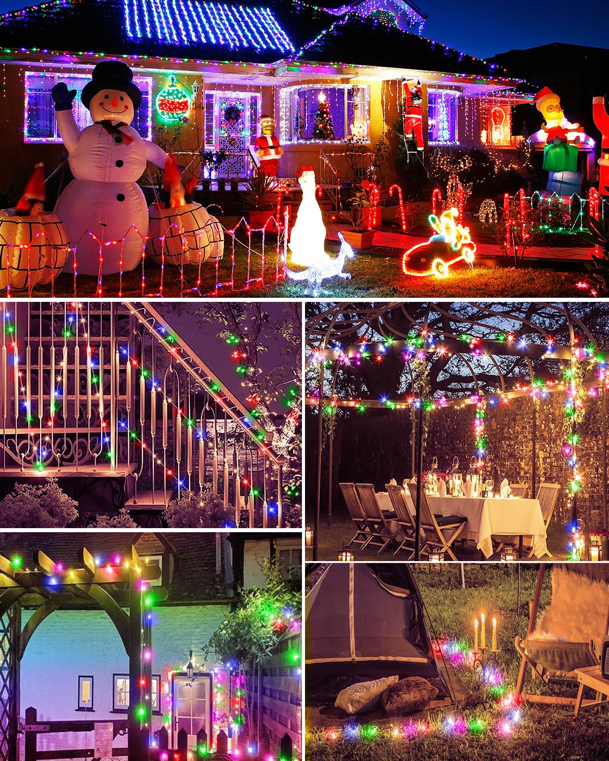 Bitjam 3 Pack Solar Fairy Lights For Outside Waterproof  49Ft/15M 150Led Solar String Lights Outdoor 8 Modes Solar Twinkle Lights For Garden Yard Christmas Tree Wedding Party Decor  Multicolor