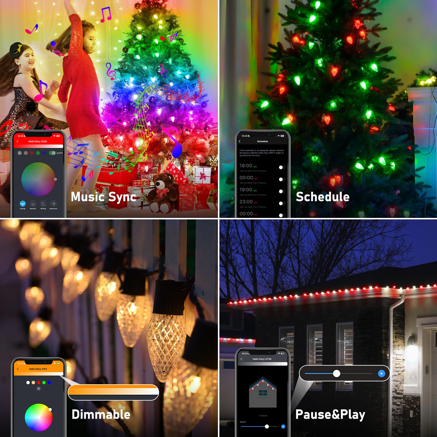 Probro Smart C9 Led Christmas Lights 118Ft 150 Leds Rgb App-Controlled Waterproof For Parties