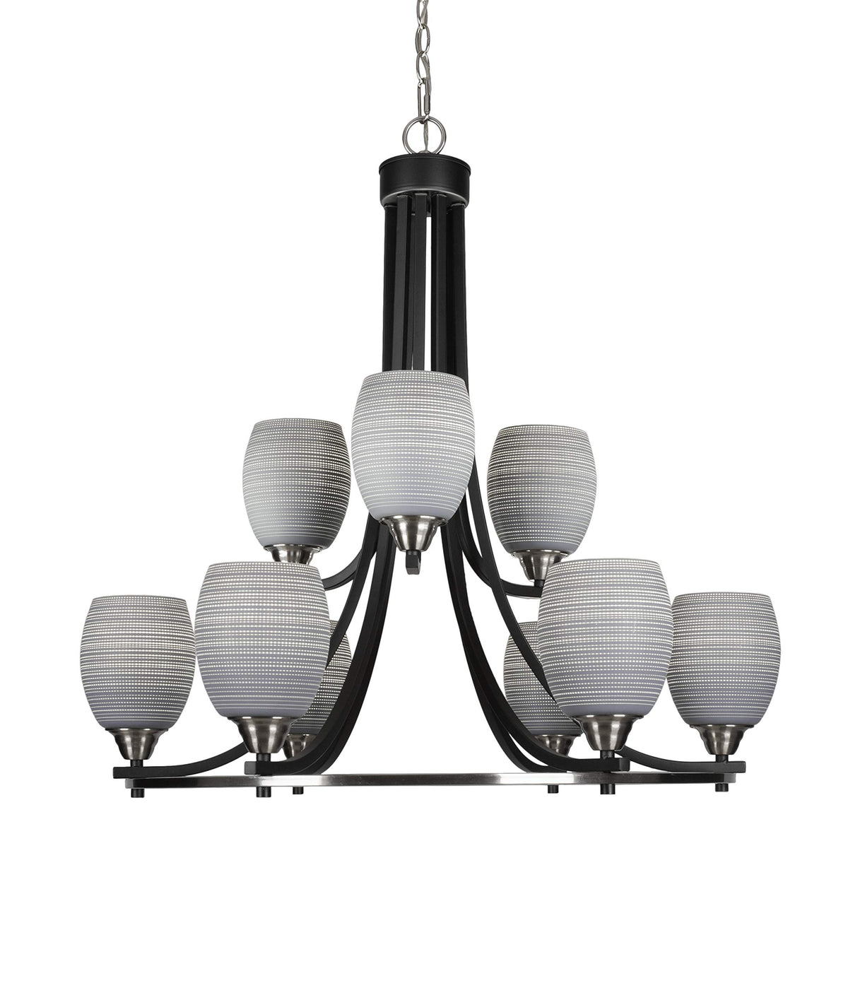 Toltec Lighting Paramount 9 Light Chandelier in Matte Black & Brushed Nickel (3409-MBBN-4022)