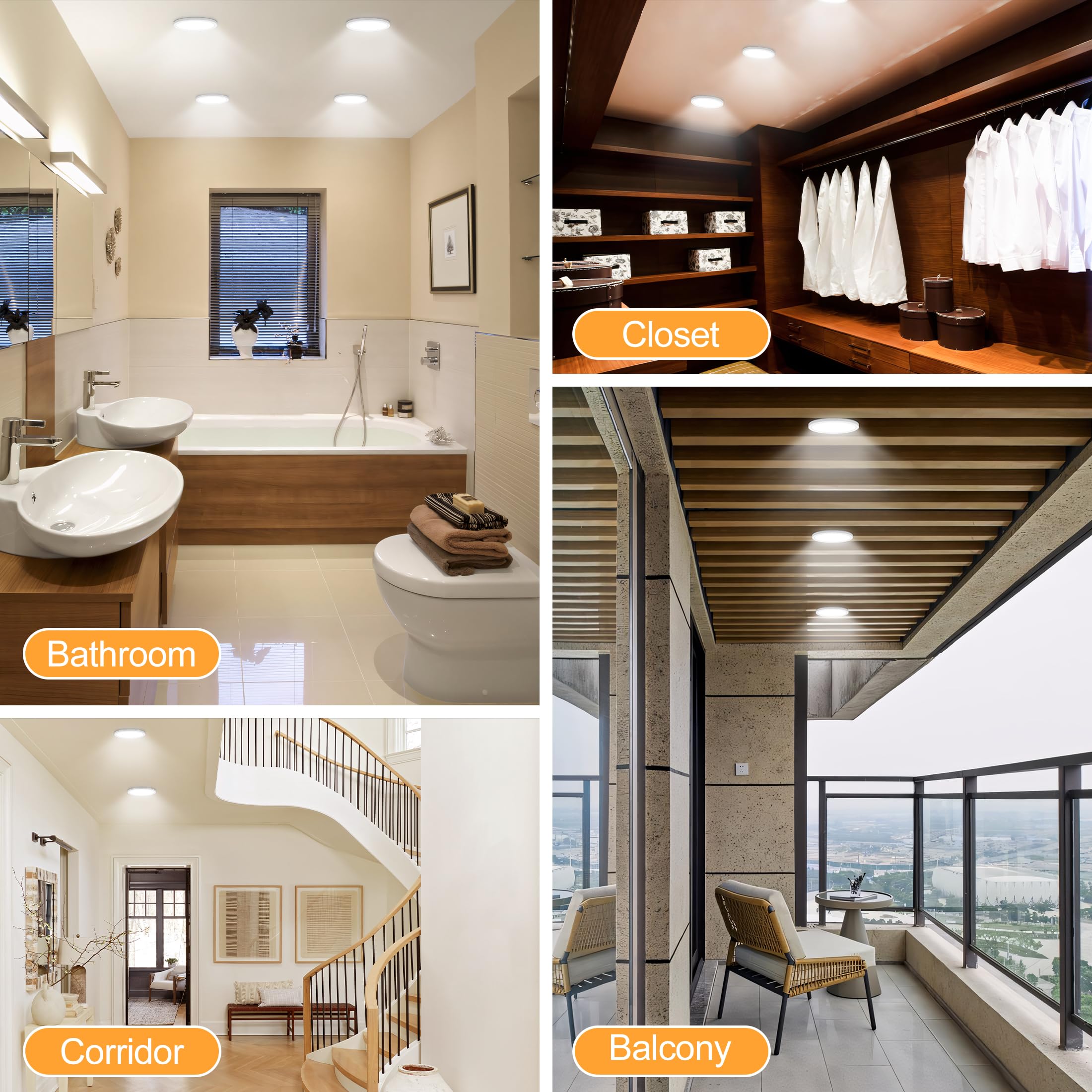 Novelux Etl Listed 7 Inch Small Led Flush Mount Light Dimmable,5000K Daylight Ultra Slim Round Flat Panel Ceiling Light Fixture,