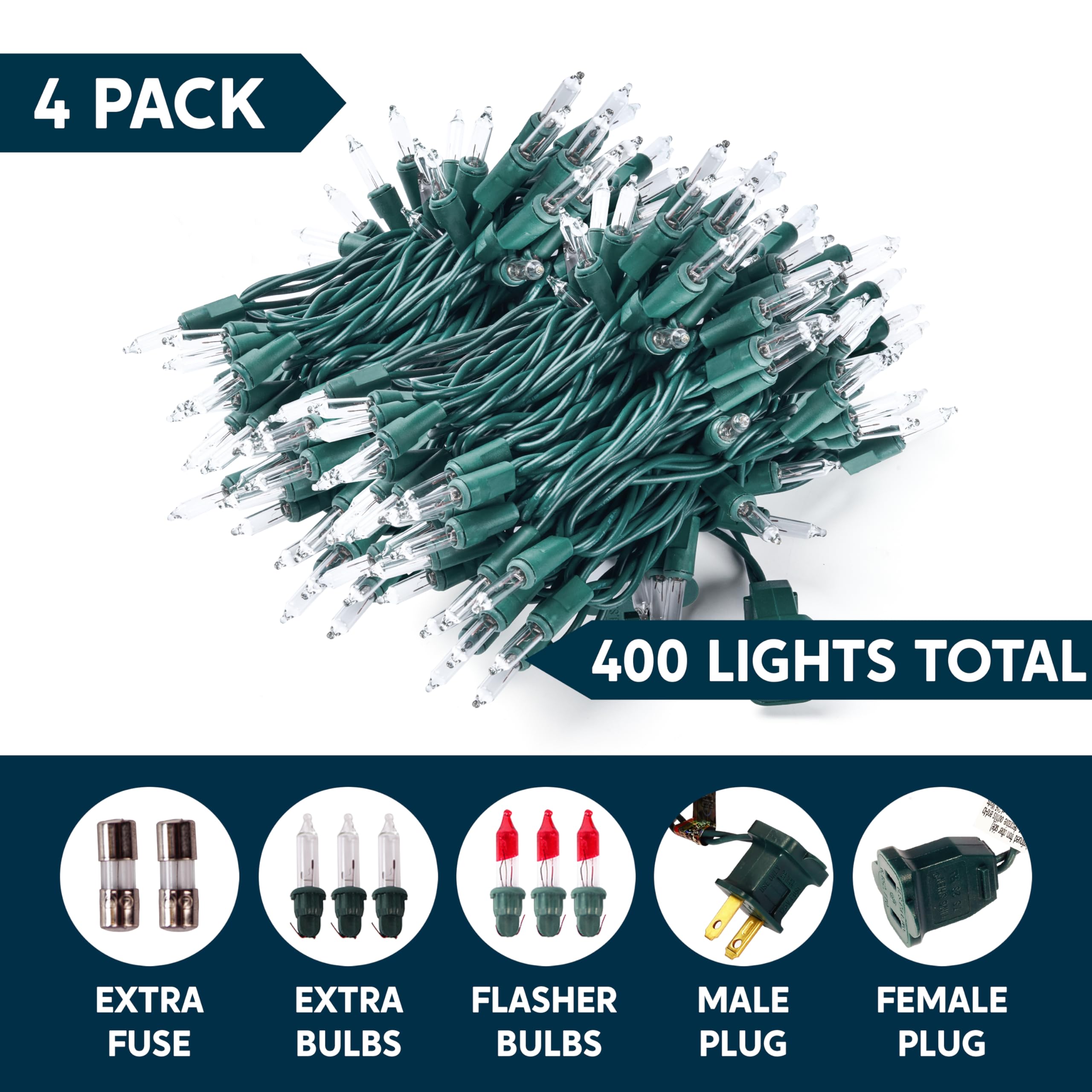 Joiedomi Clear Christmas String Lights Indoor,400(4X100) Mini Warm White Fairy Light,86Ft Lighting Decor For Patio Dorm Classroom Bedroom Holiday Wedding Party Garland Birthday Festival,Green Wire