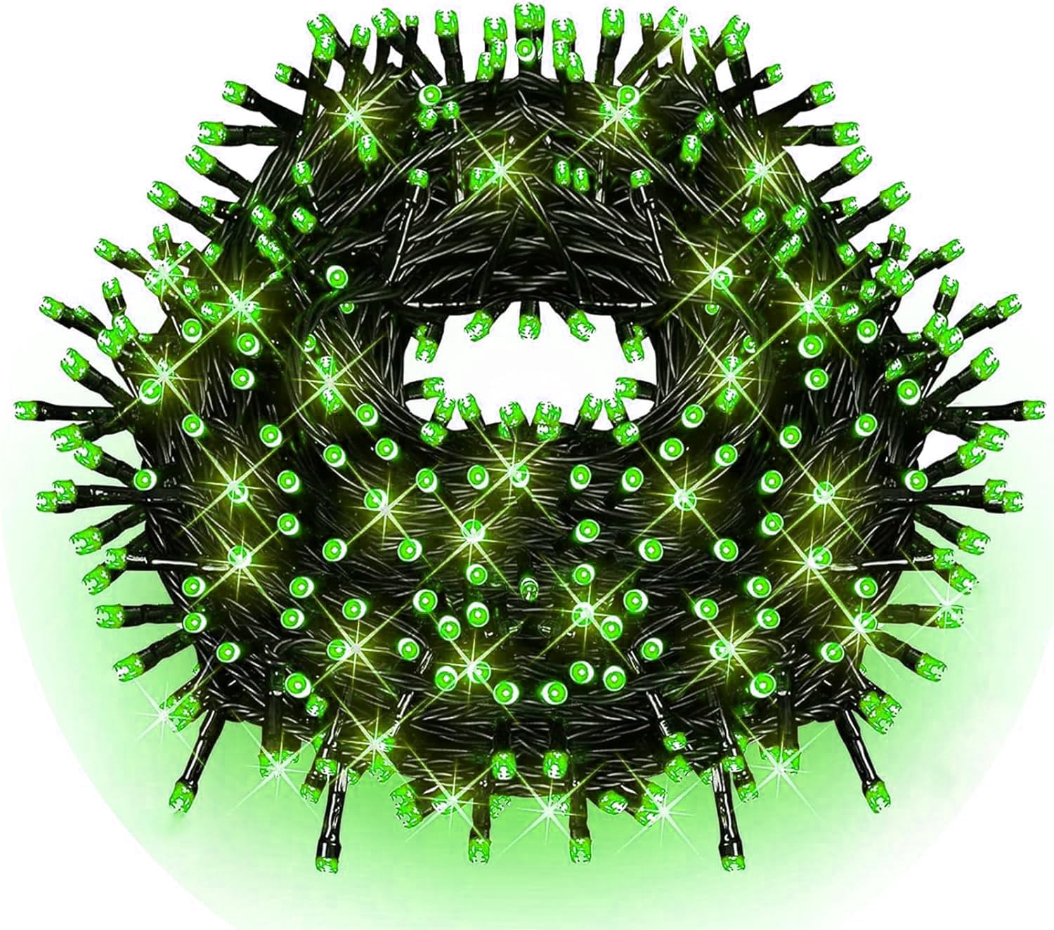 FULLBELL Green Lights St Patricks Day Decorations 33FT 100 LED Outdoor Indoor String Lights Memory Function 8 Modes Extendable for Xmas Tree Party Wedding Garden Yard Decoration (Green)