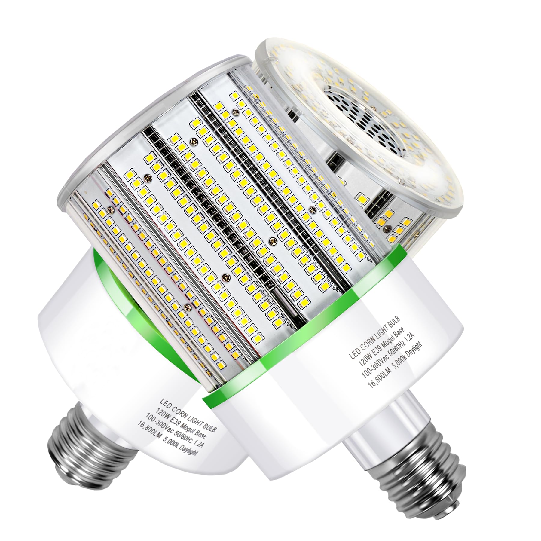 Tjbb 2 Pack 120W Led Corn Cob Light Bulb, E39 Large Mogul Base Bulb 5000K Daylight, (250-600W Mh/Hps Replace) Indoor Outdoor Lig