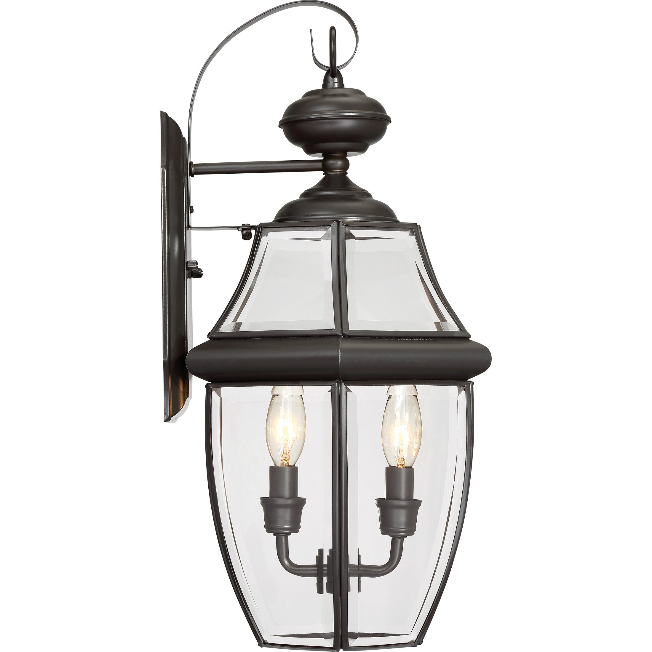 Quoizel Newbury Outdoor Wall Lantern 2-Light Medici Bronze E12 Base Clear Glass NY8317Z for Patio Porch Garage Yard