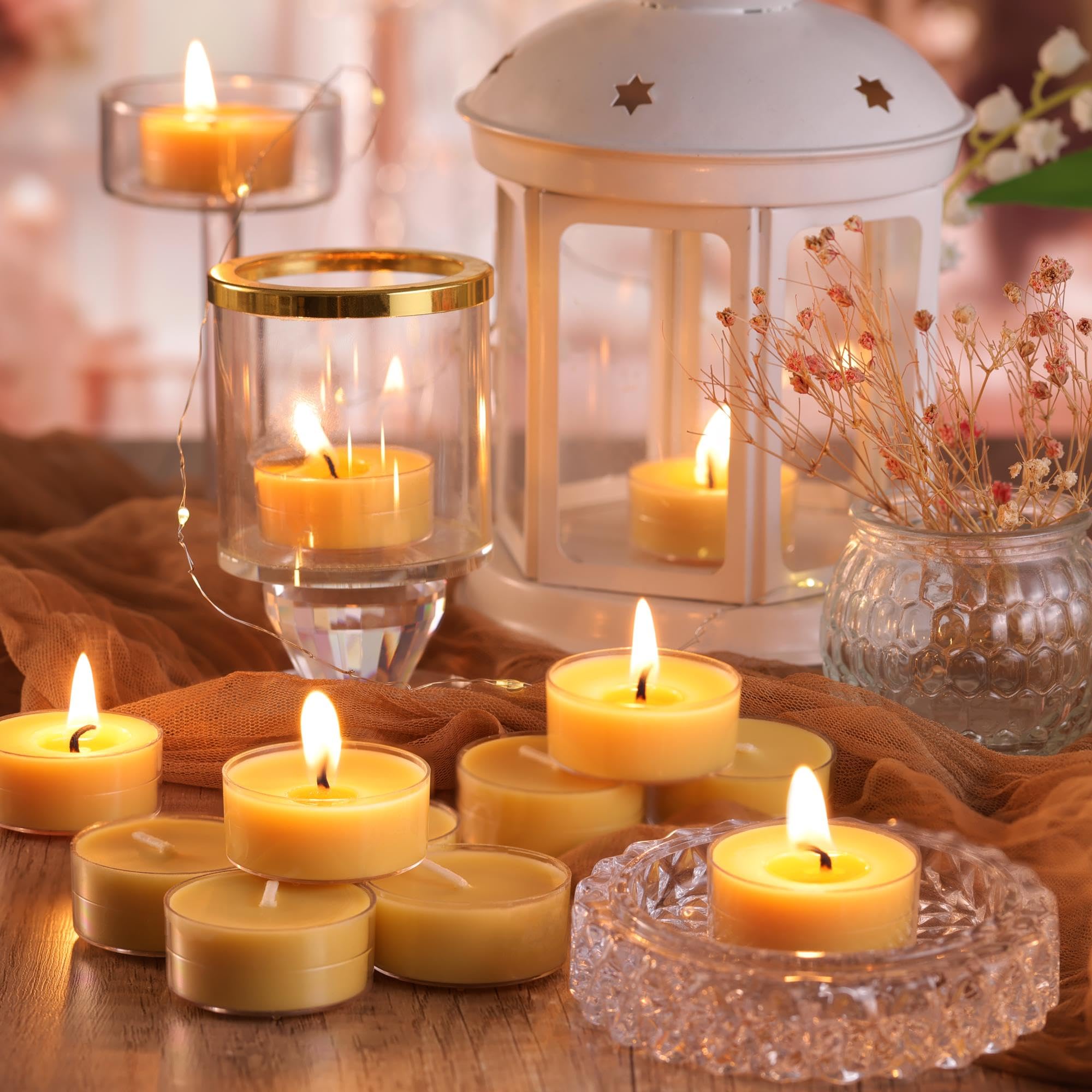 DEVI Beeswax Tea Light Candles 45 Pack, 4 Hours Burn Time, Yellow, Model BS-FL6789